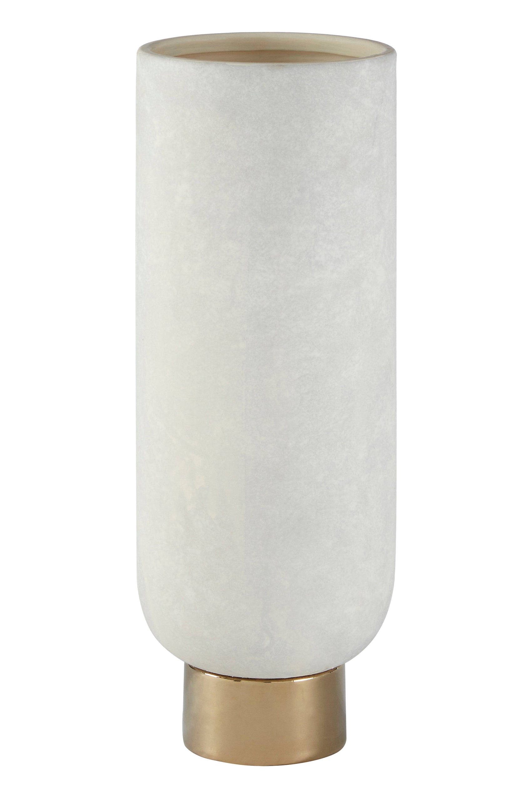Cretan White Stone & Gold Pedestal Vase | Small