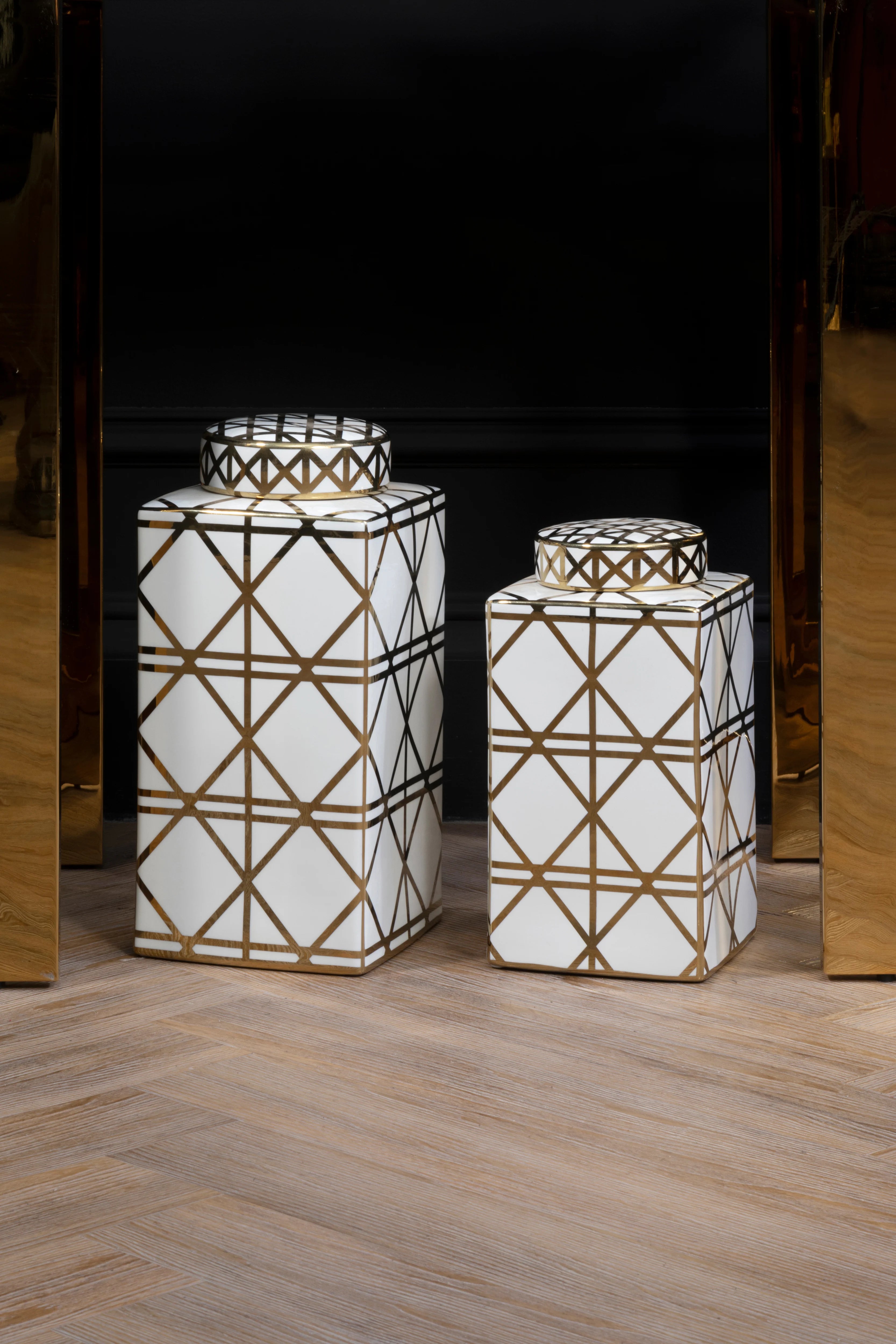 Merola White & Gold Ceramic Jar | Small