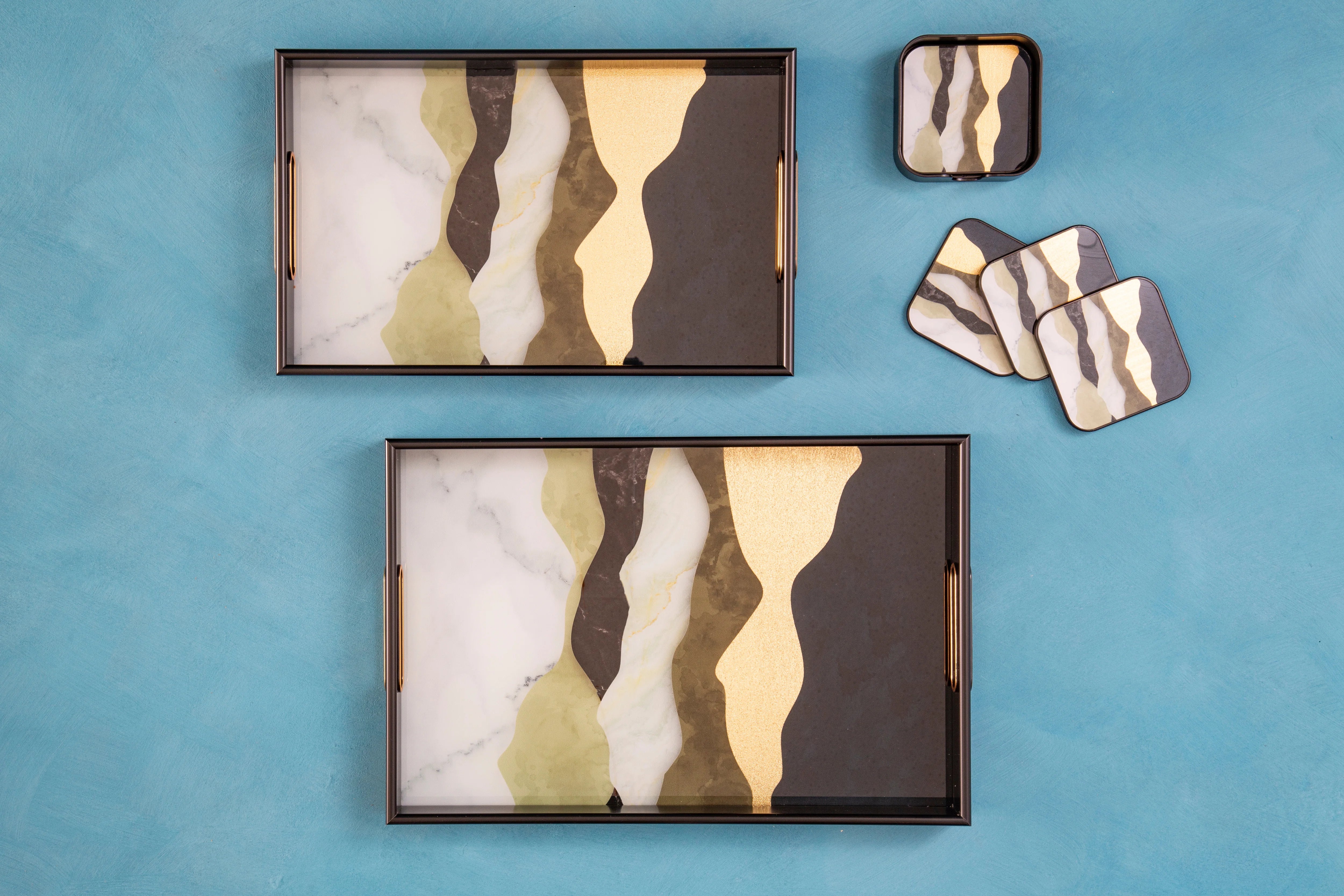 Set of 4 Dolce Agate Effect Square Coasters