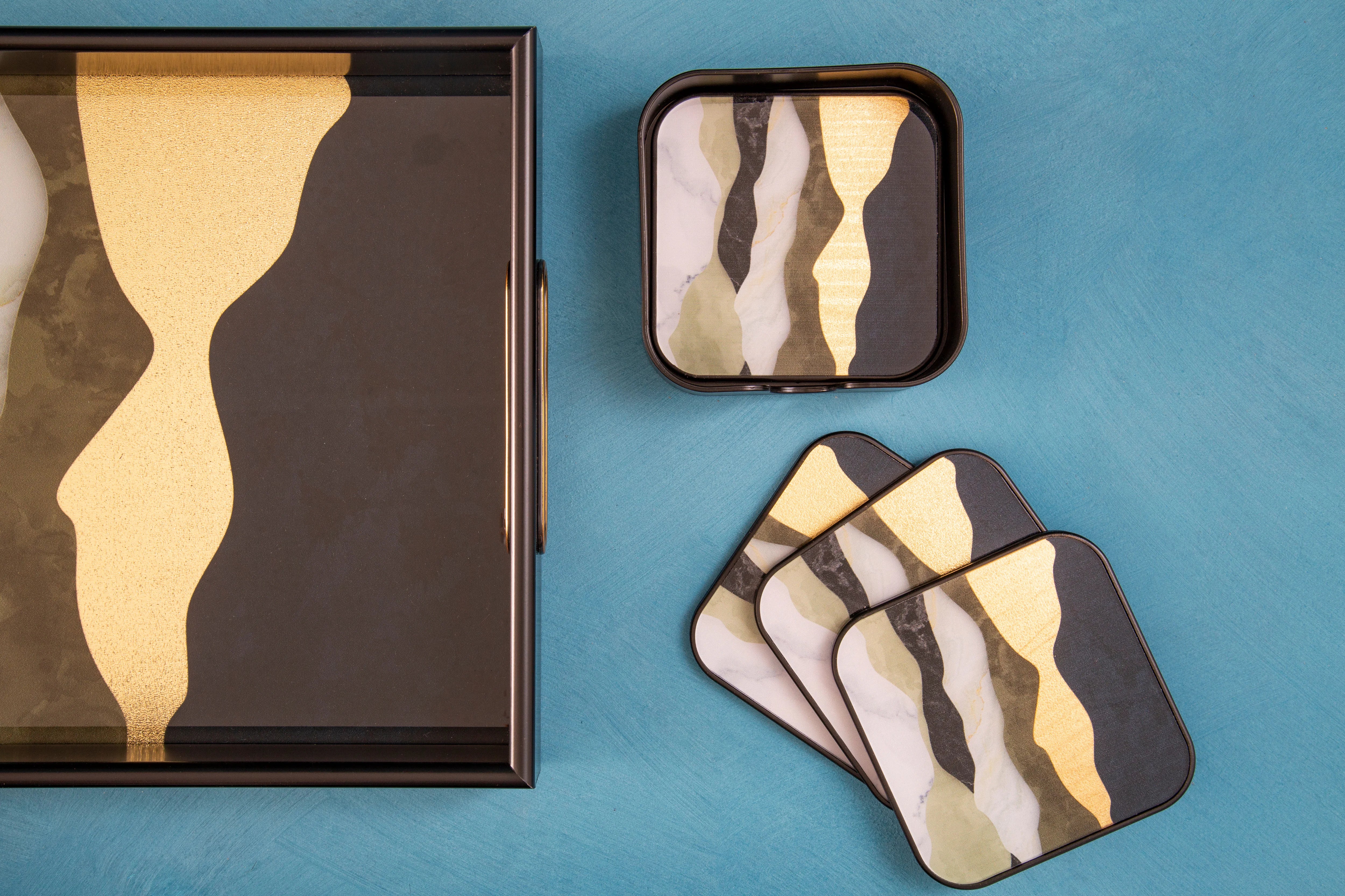 Set of 4 Dolce Agate Effect Square Coasters