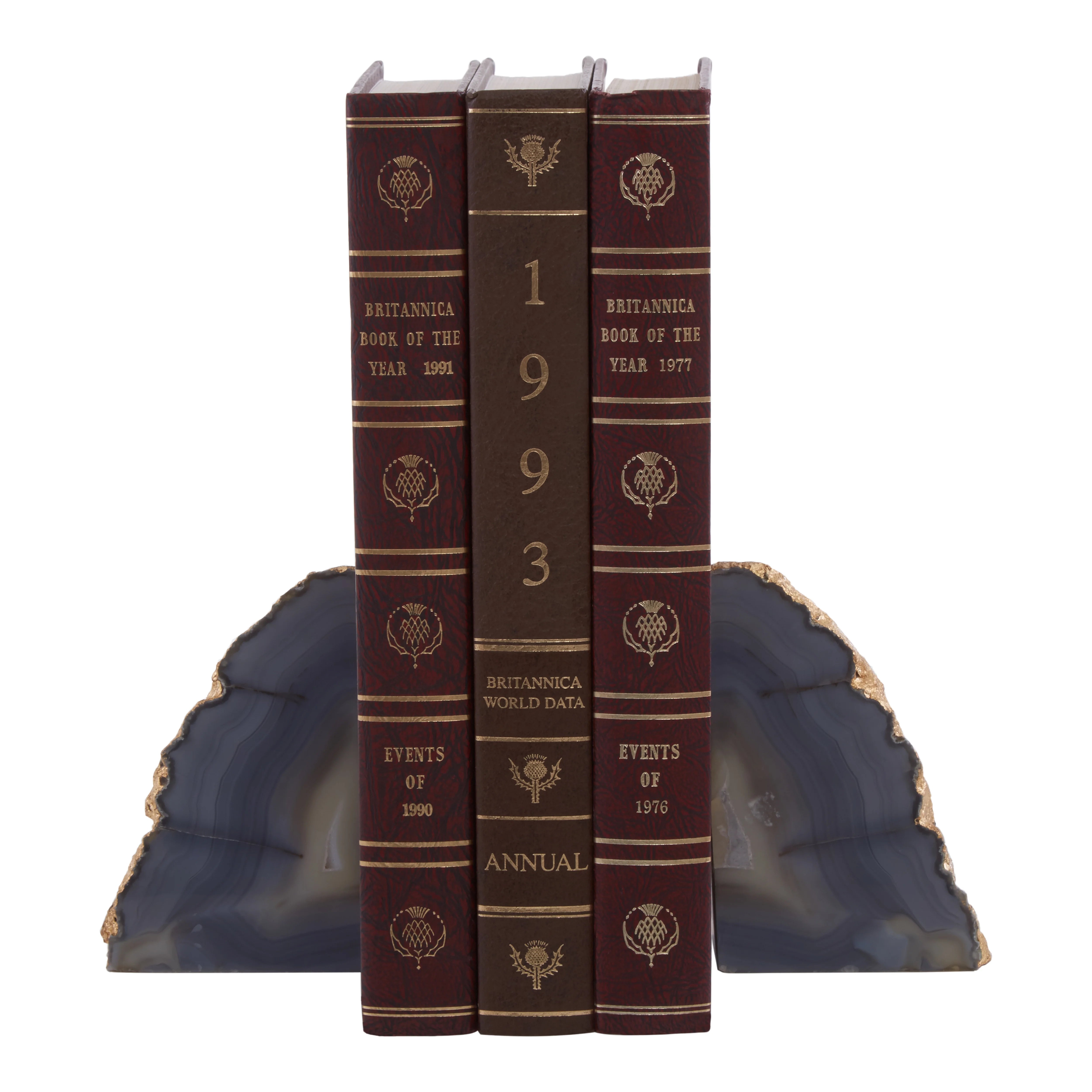 Monzoro Agate Stone & Gold Bookends
