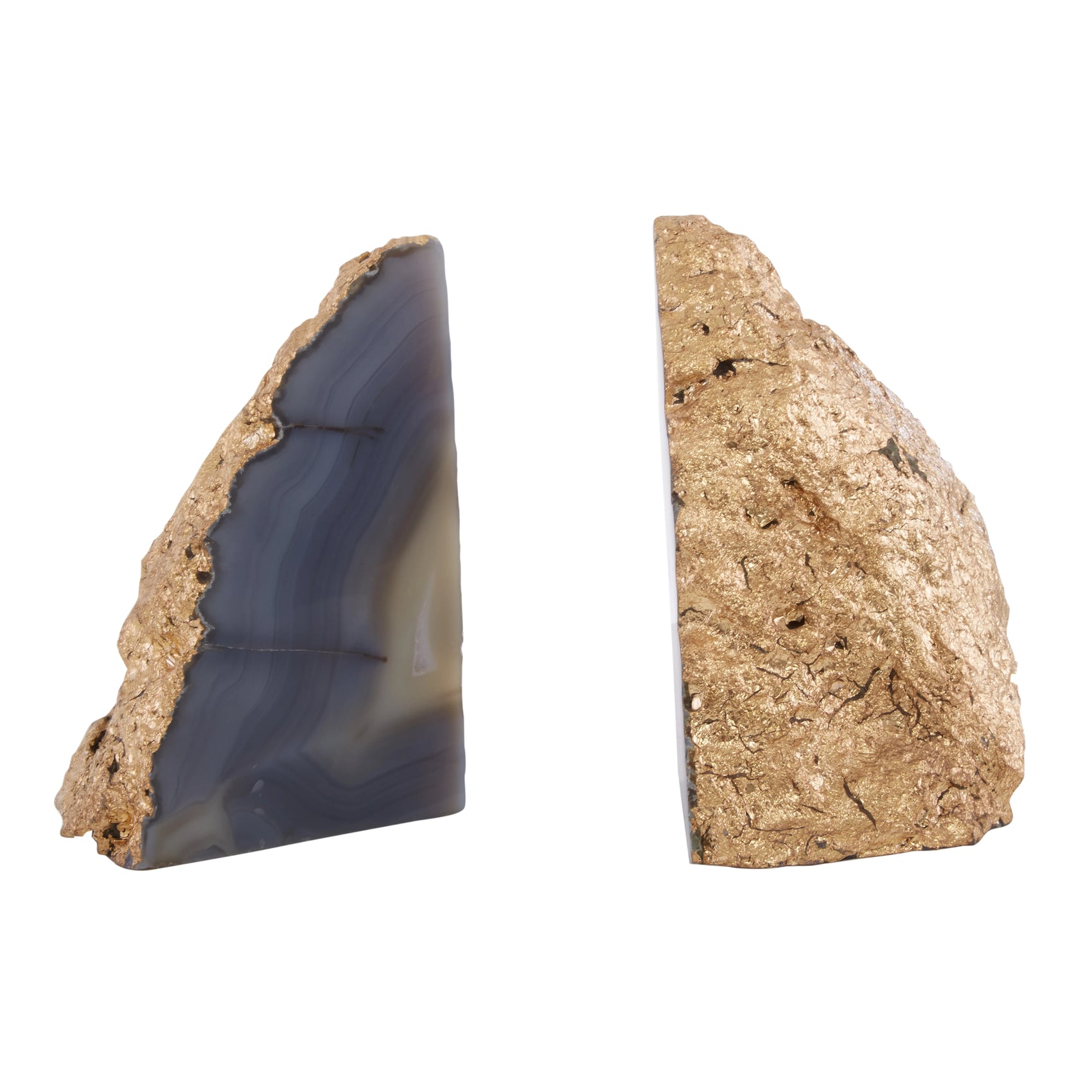 Monzoro Agate Stone & Gold Bookends