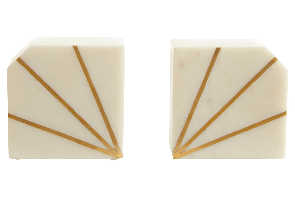 Edgar White Marble & Gold Bookends