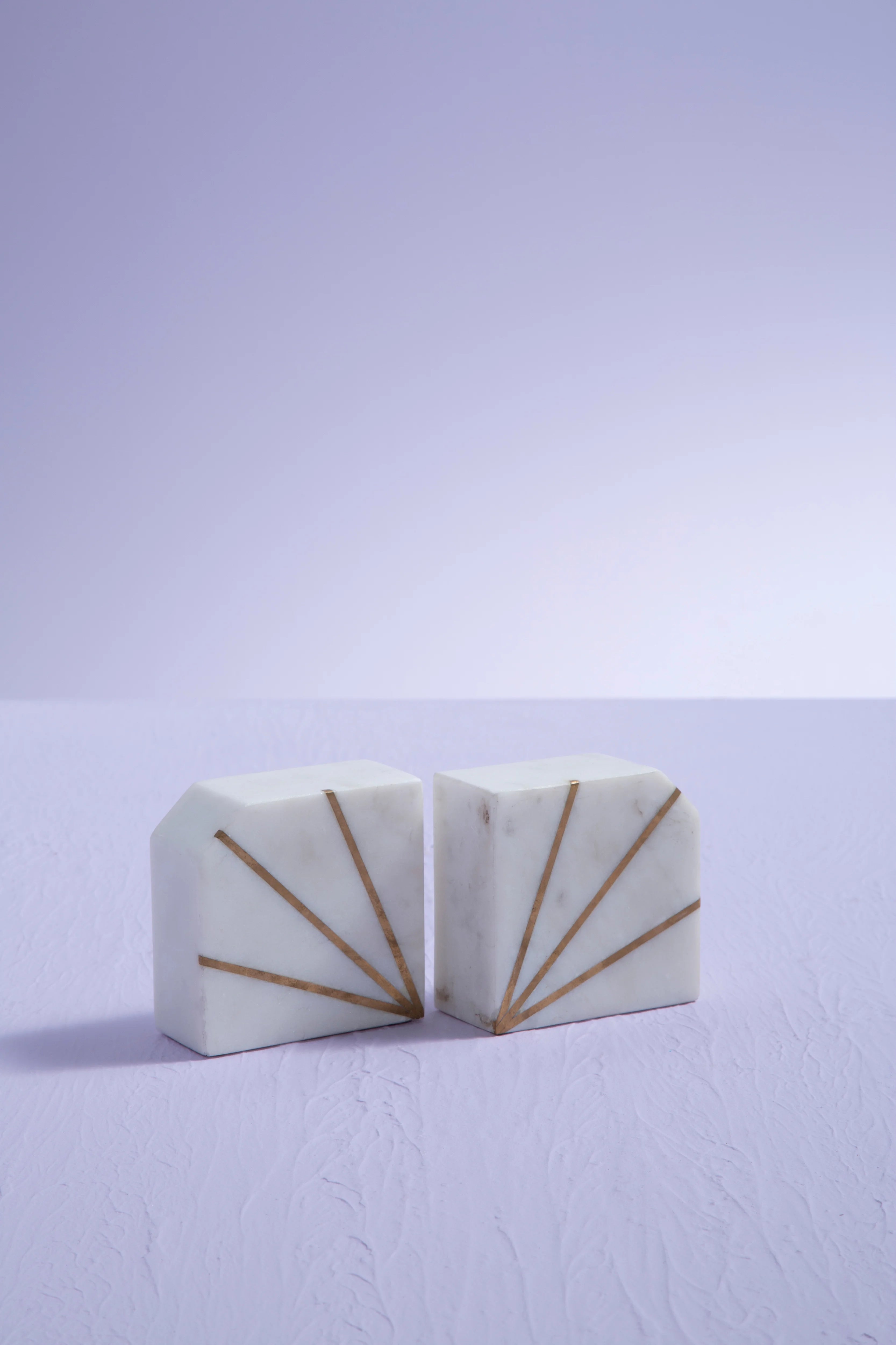 Edgar White Marble & Gold Bookends