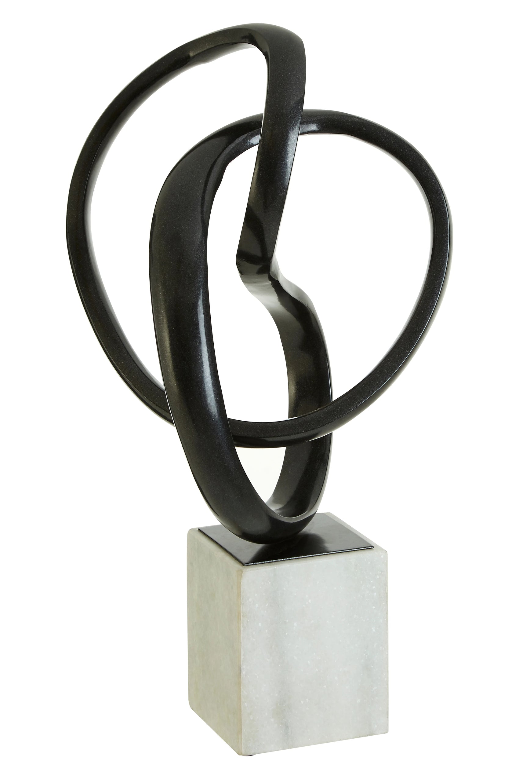 Cleo Black Nickel Finish Knot Sculpture on White Marble Base