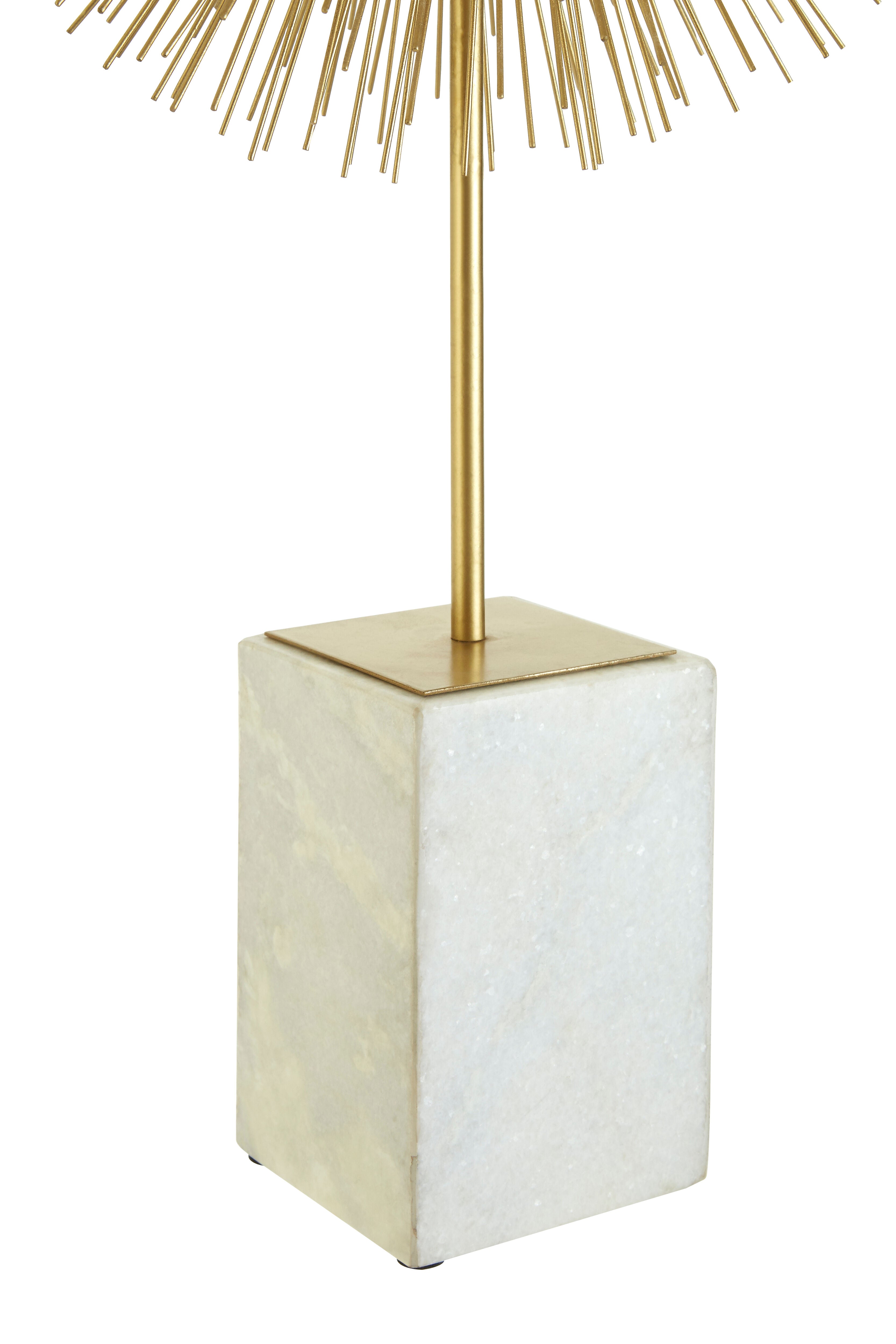 Cleo Gold Finish Starburst Sculpture on White Marble Base