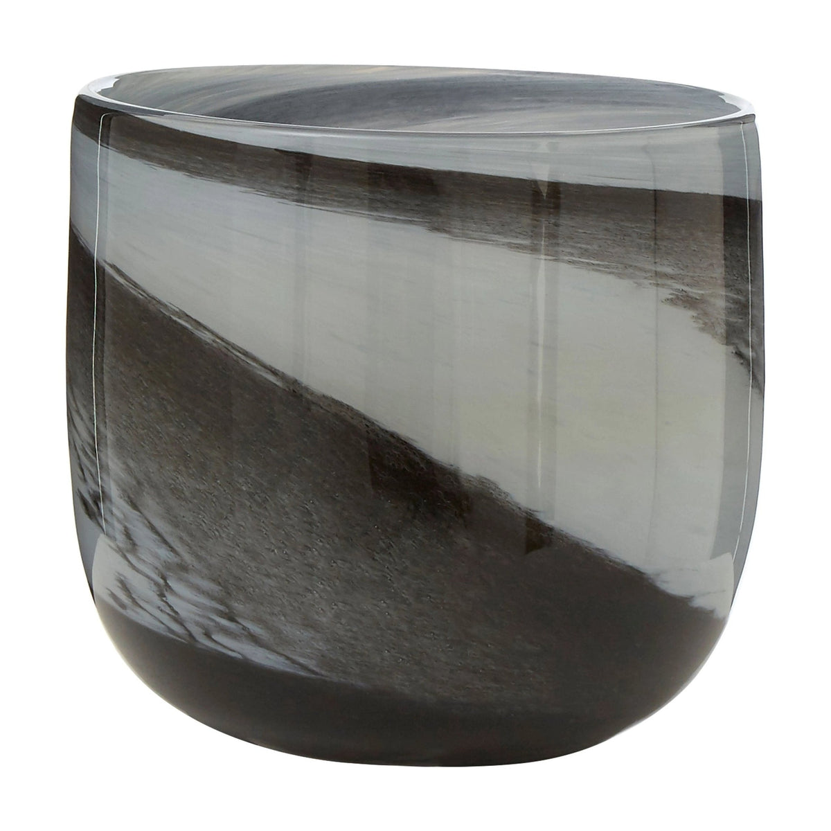 Pigment Grey & Black Brushstroke Design Glass Planter