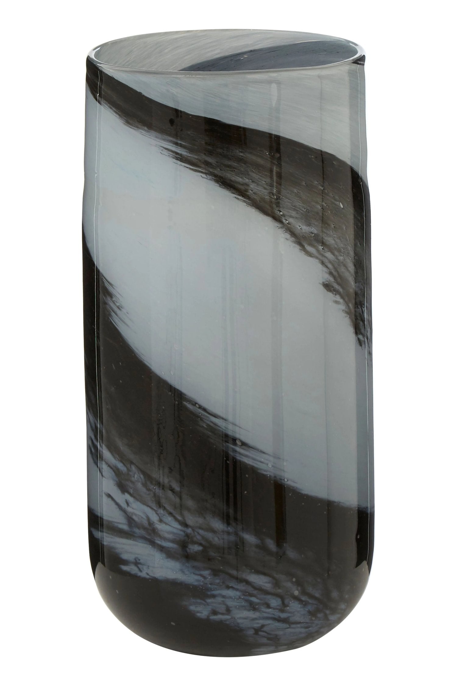 Pigment Large Grey & Black Brushstroke Design Glass Vase