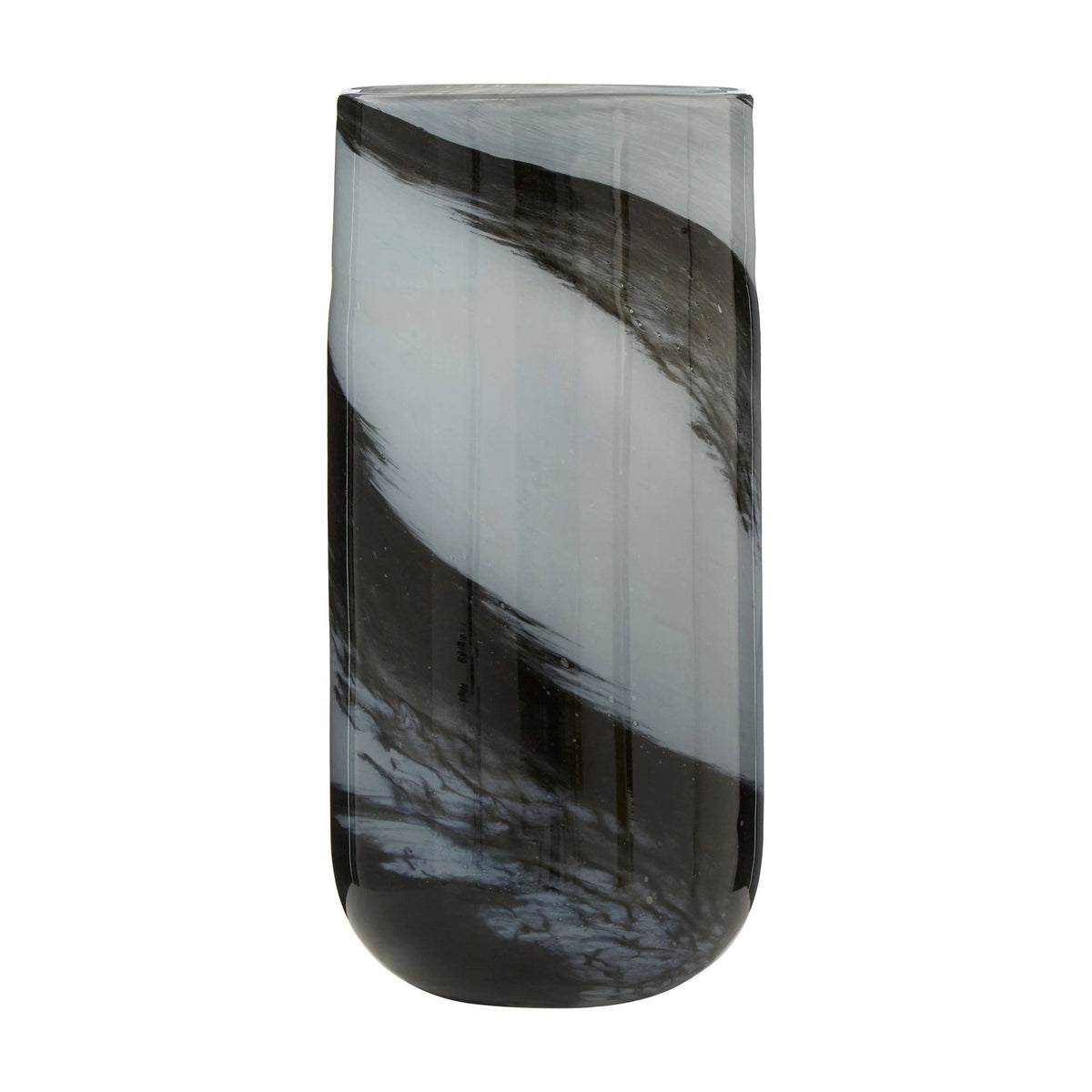 Pigment Large Grey & Black Brushstroke Design Glass Vase