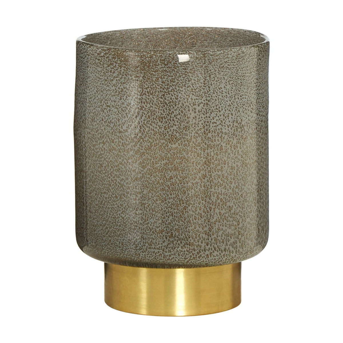 Lucent Small Grey Glass & Gold Base Vase