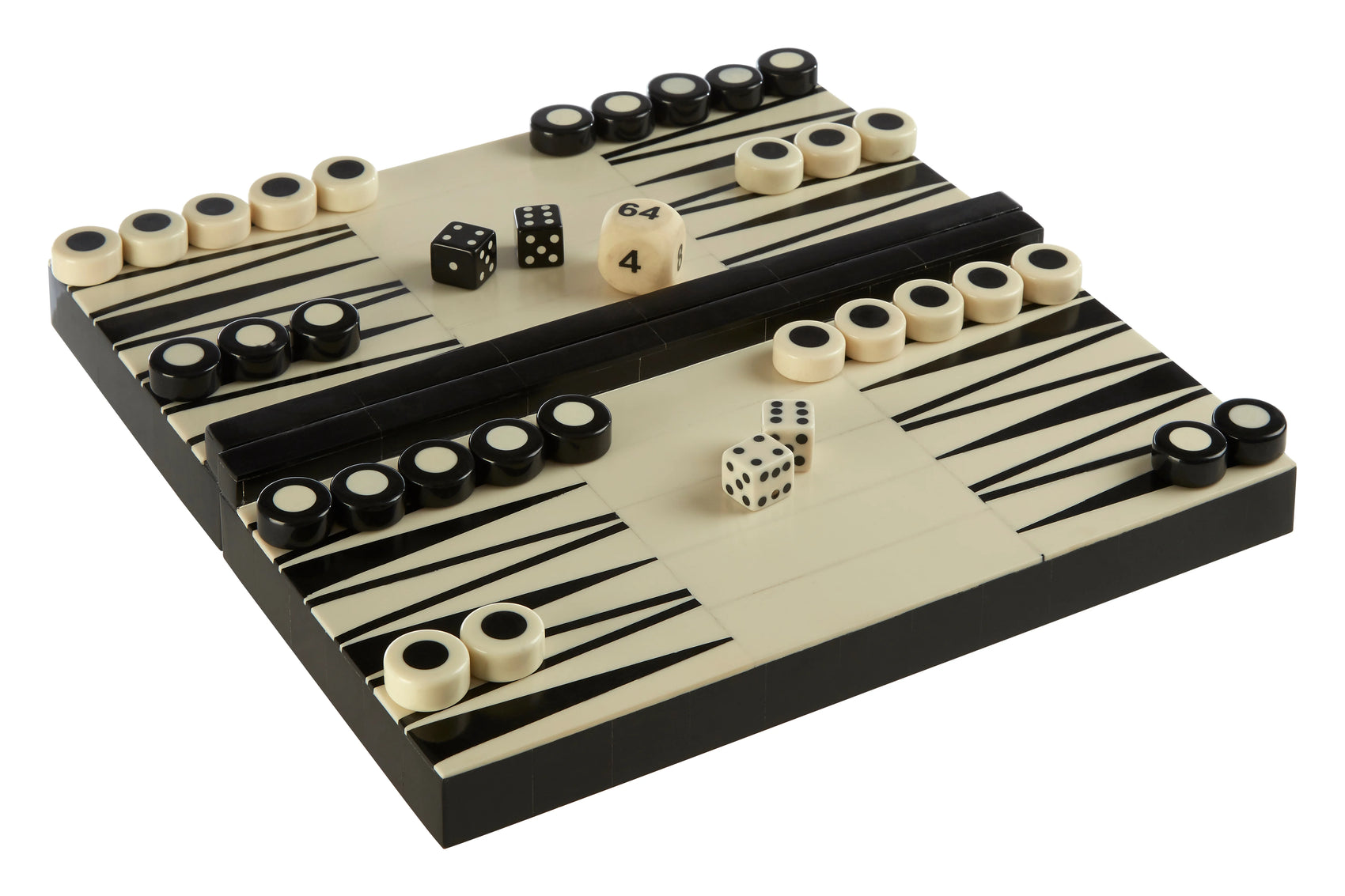Terrence Games Black & White Foldable Backgammon Set