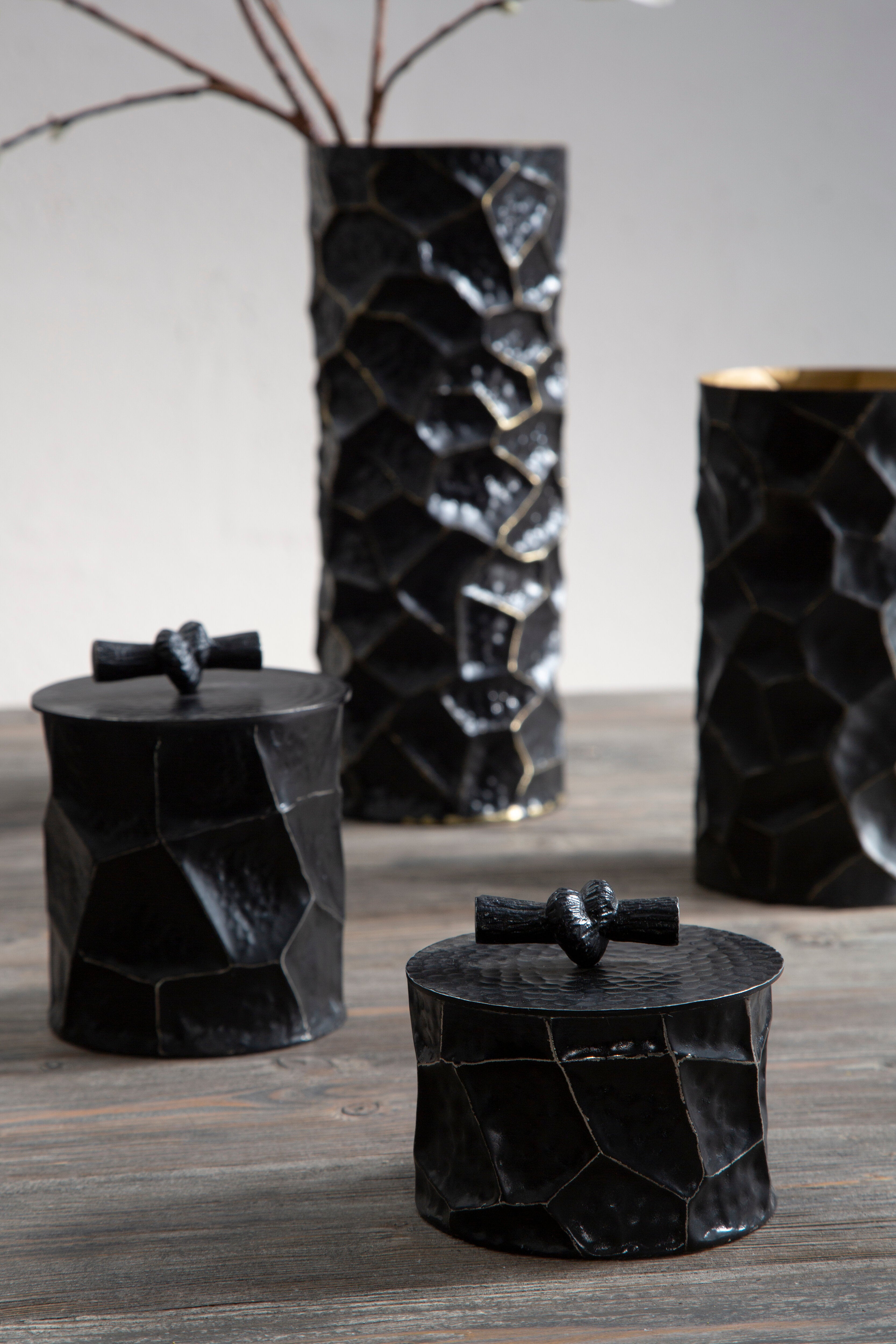 Koby Hammered Black Trinket Box | Large