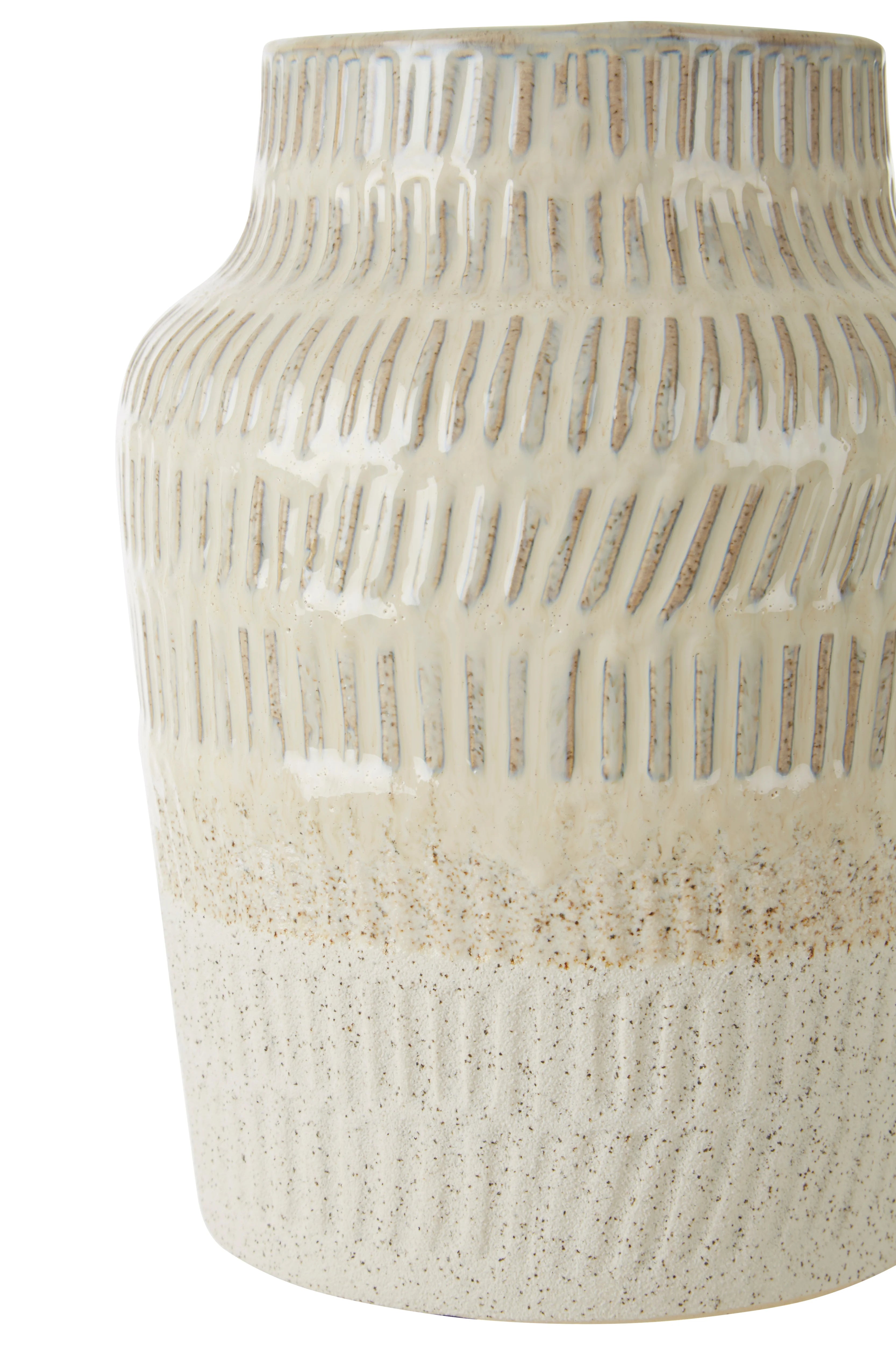 Hutton Cream Stoneware Embossed Vase | Small