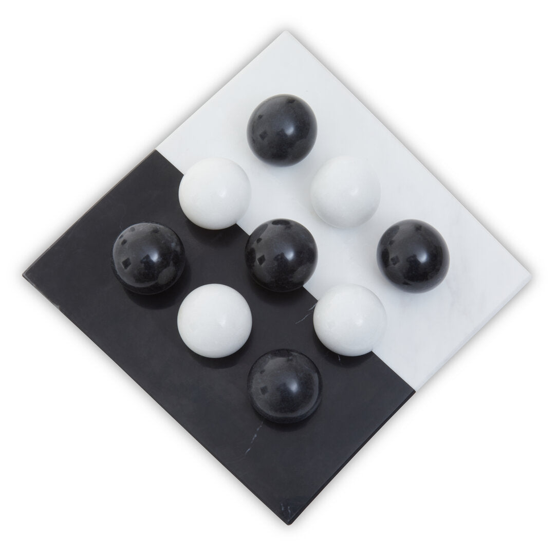 Eleri Black & White Tic Tac Toe Marble Game