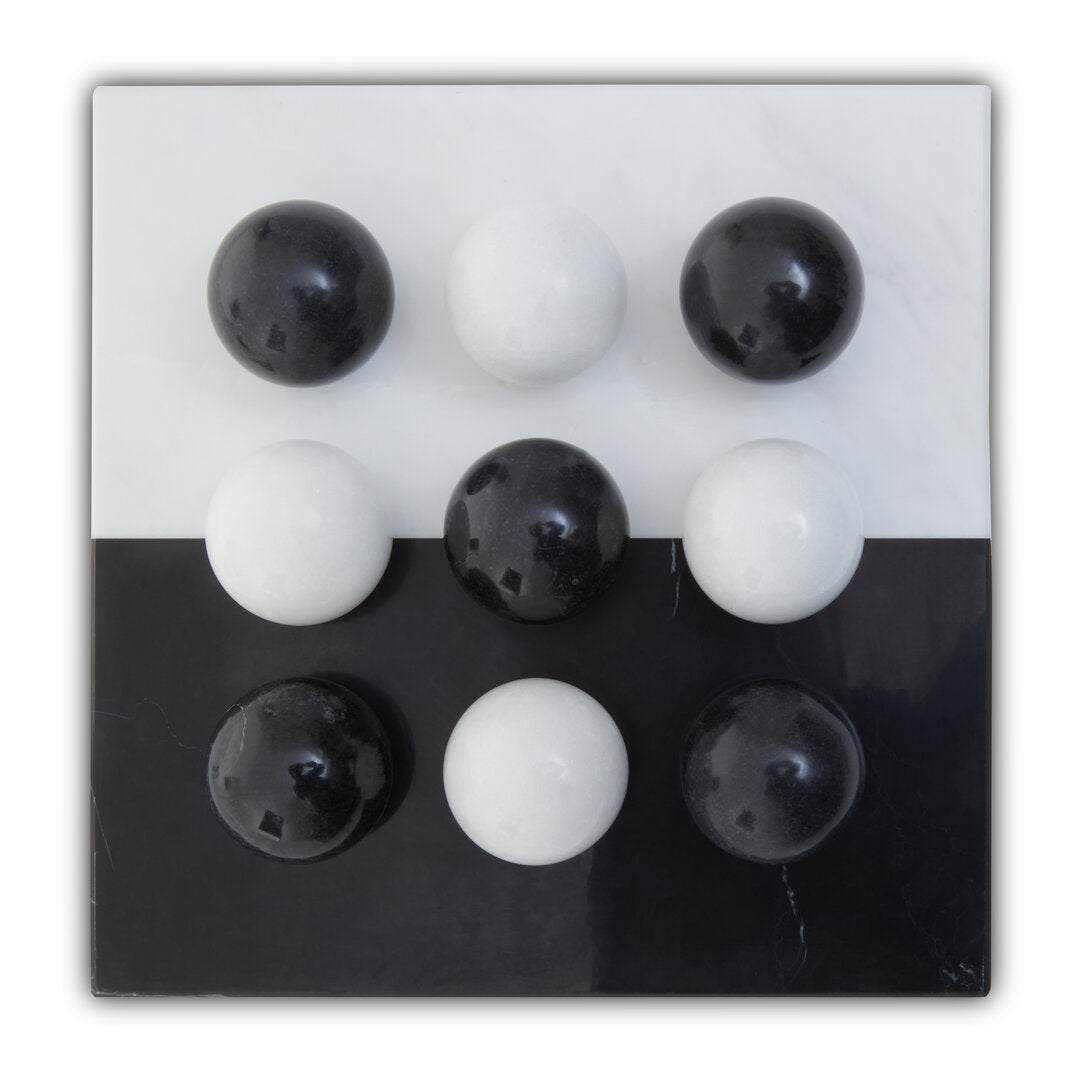 Eleri Black & White Tic Tac Toe Marble Game