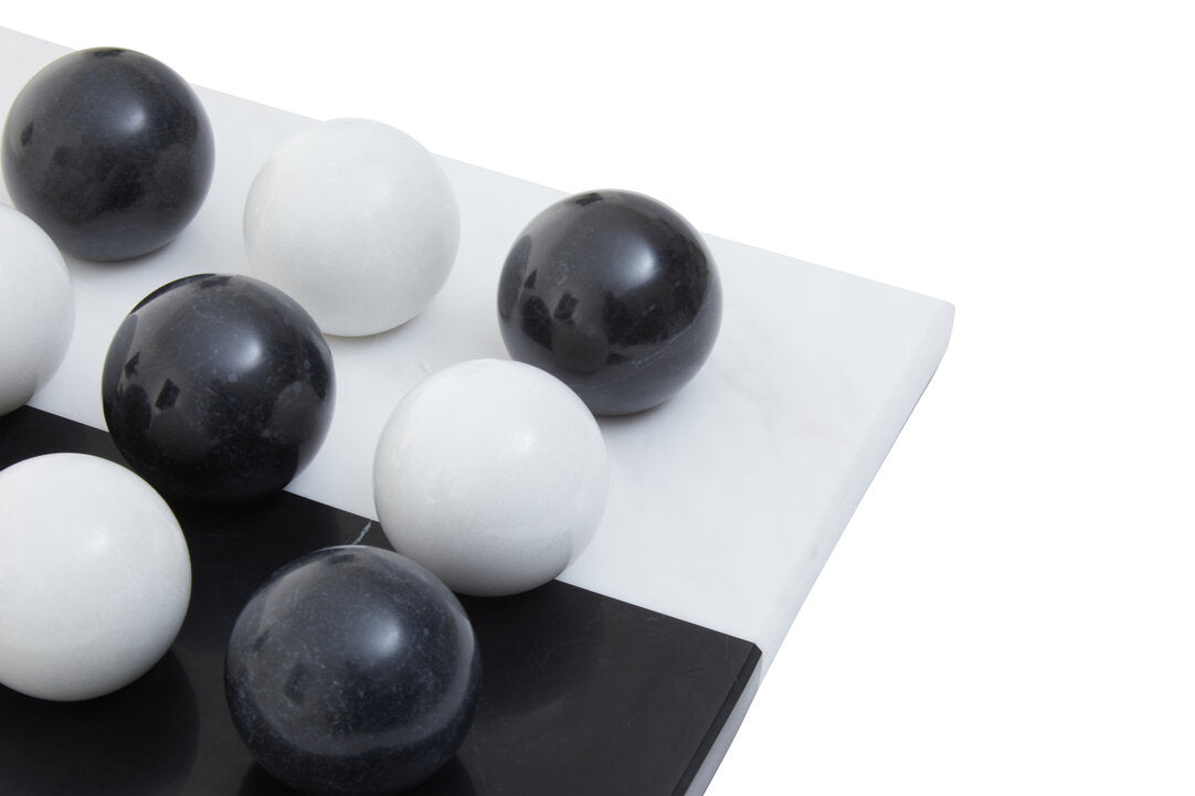 Eleri Black & White Tic Tac Toe Marble Game