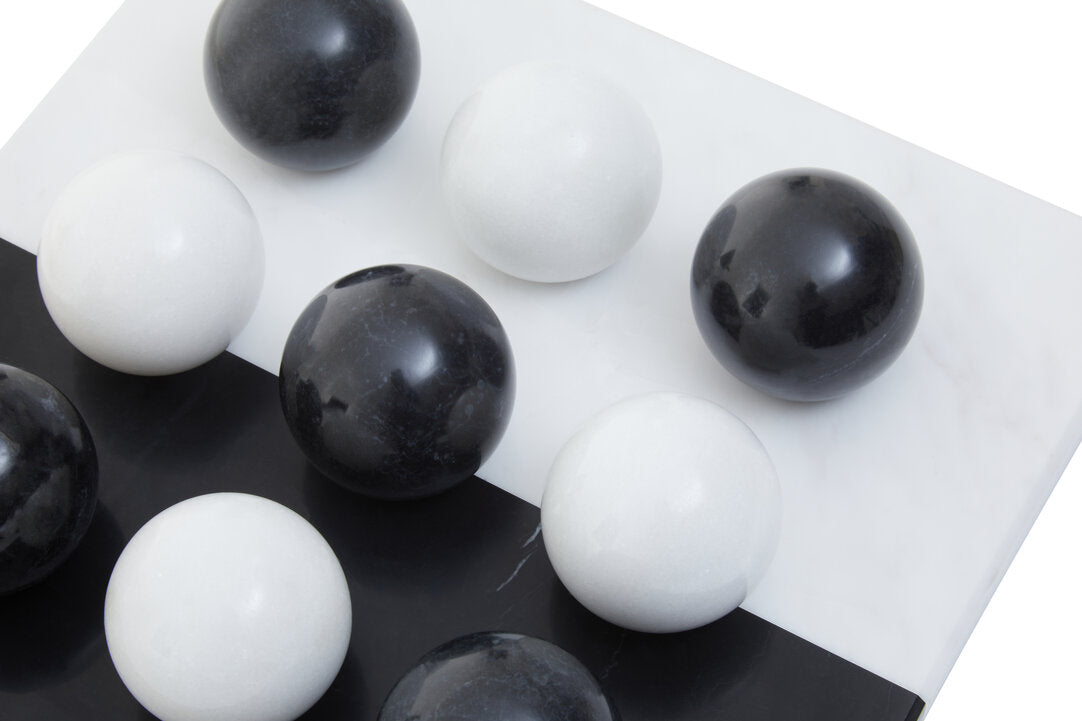 Eleri Black & White Tic Tac Toe Marble Game