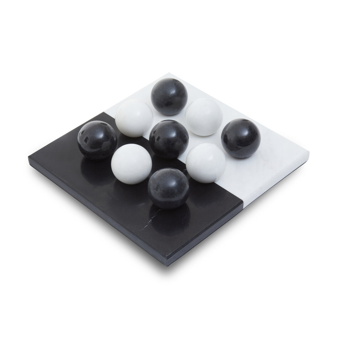 Eleri Black & White Tic Tac Toe Marble Game