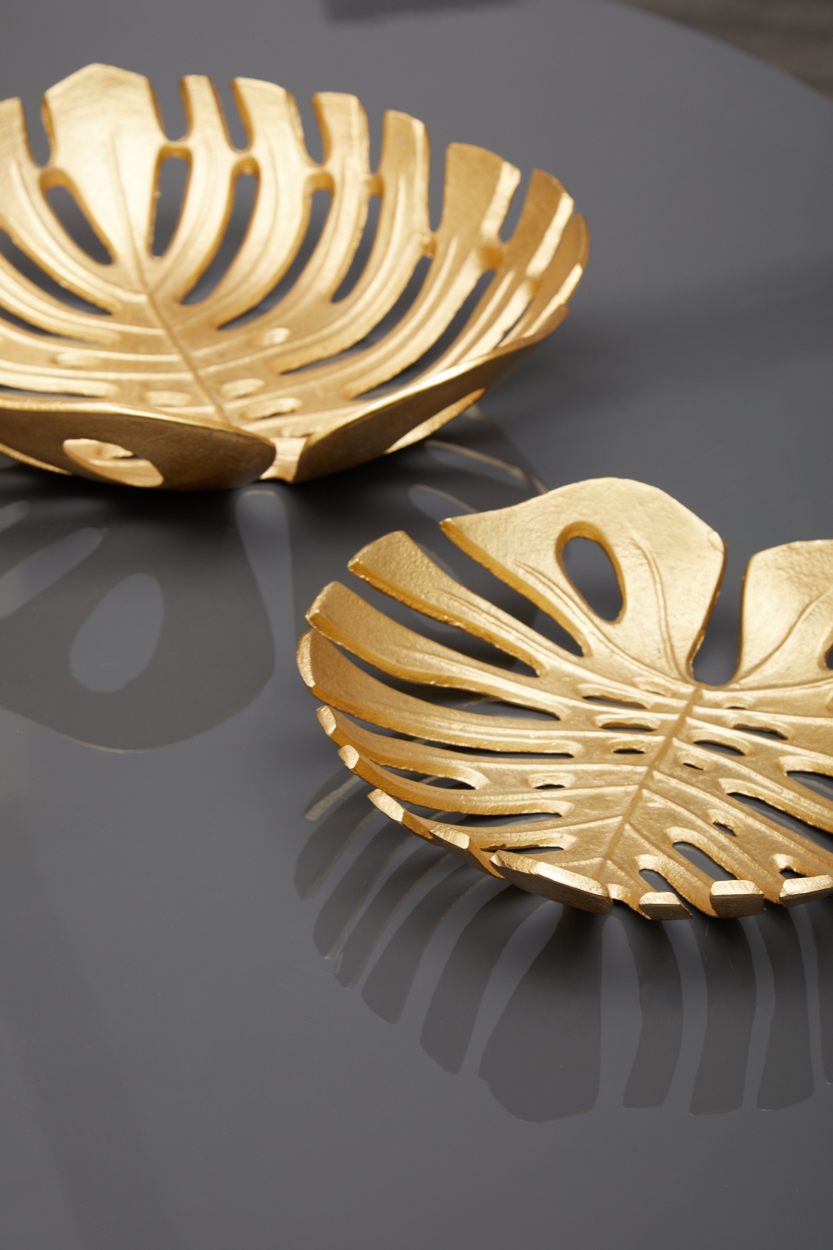 Addison Monstera Gold Leaf Dish | Large