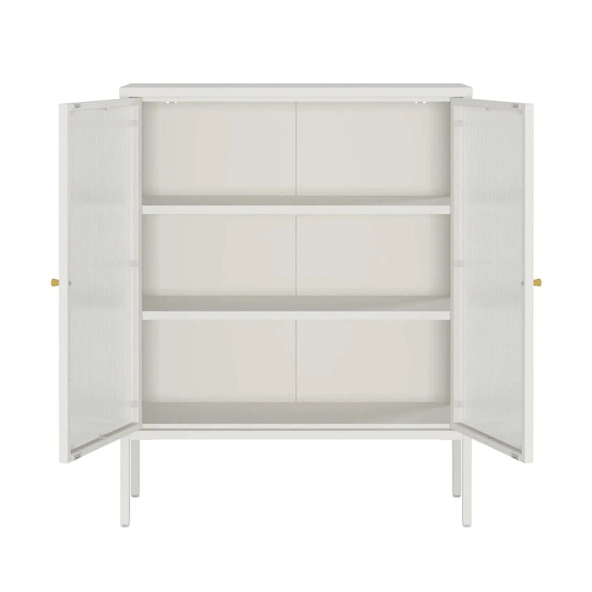 Clerkenwell Warm White Metal & Fluted Glass Door Cabinet