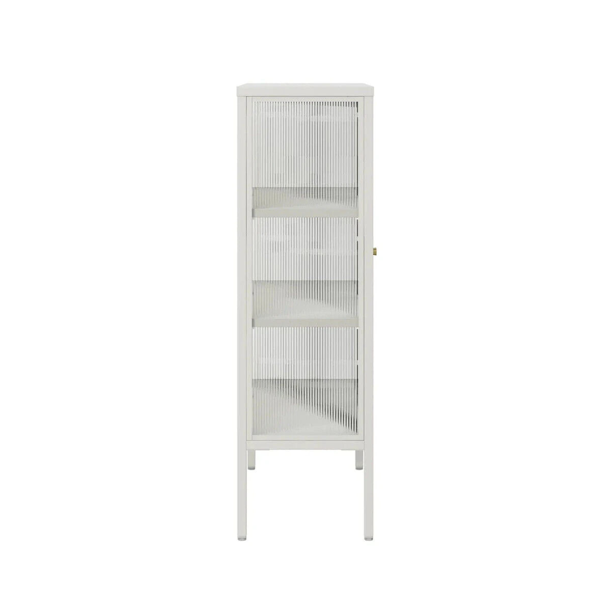 Clerkenwell Warm White Metal & Fluted Glass Door Cabinet