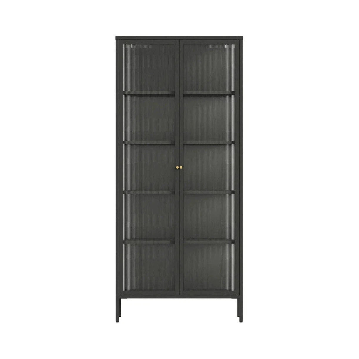 Clerkenwell Black Metal & Fluted Glass Door Tall Cabinet