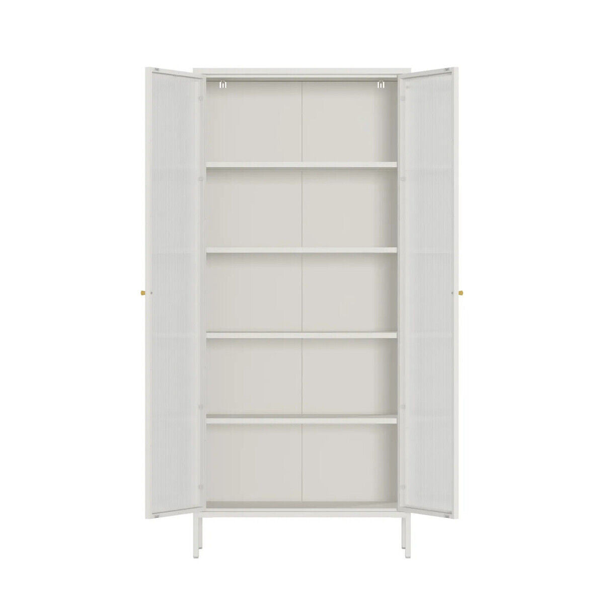Clerkenwell Warm White Metal Fluted Glass Door Tall Cabinet