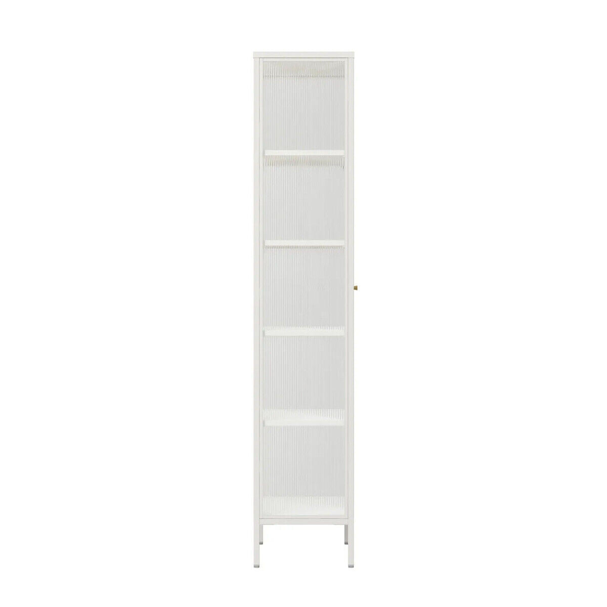 Clerkenwell Warm White Metal Fluted Glass Door Tall Cabinet