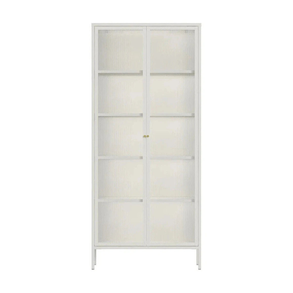 Clerkenwell Warm White Metal Fluted Glass Door Tall Cabinet