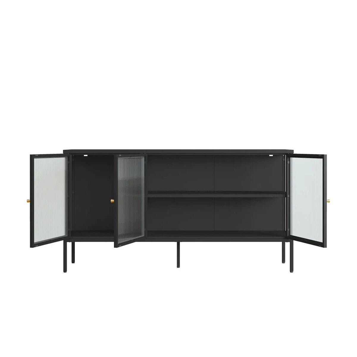 Clerkenwell Black Metal & Fluted Glass Door Sideboard