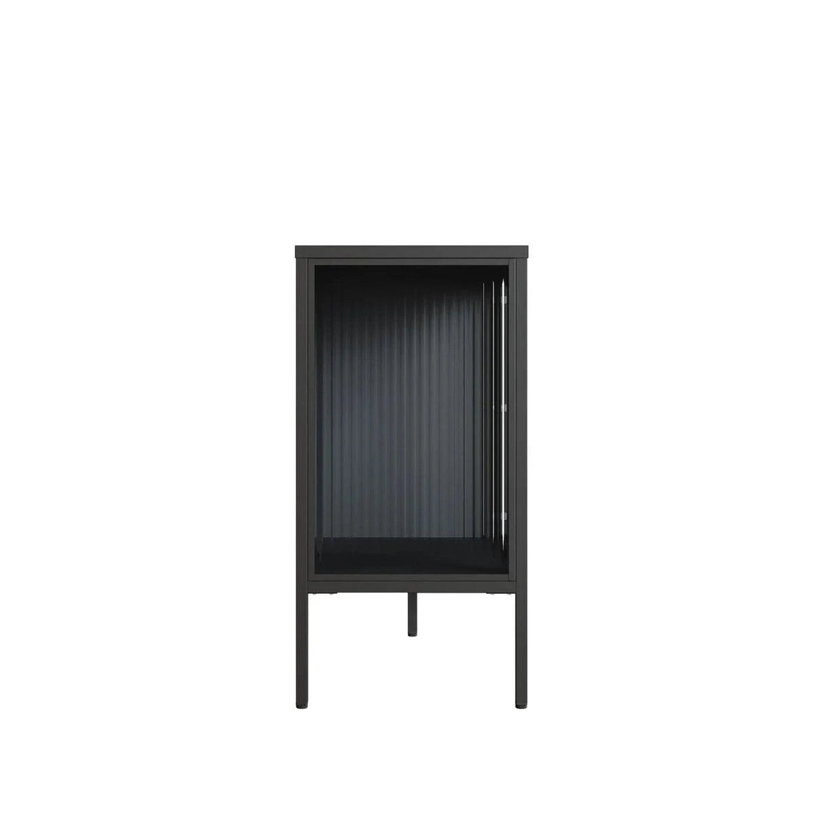 Clerkenwell Black Metal & Fluted Glass Door Sideboard