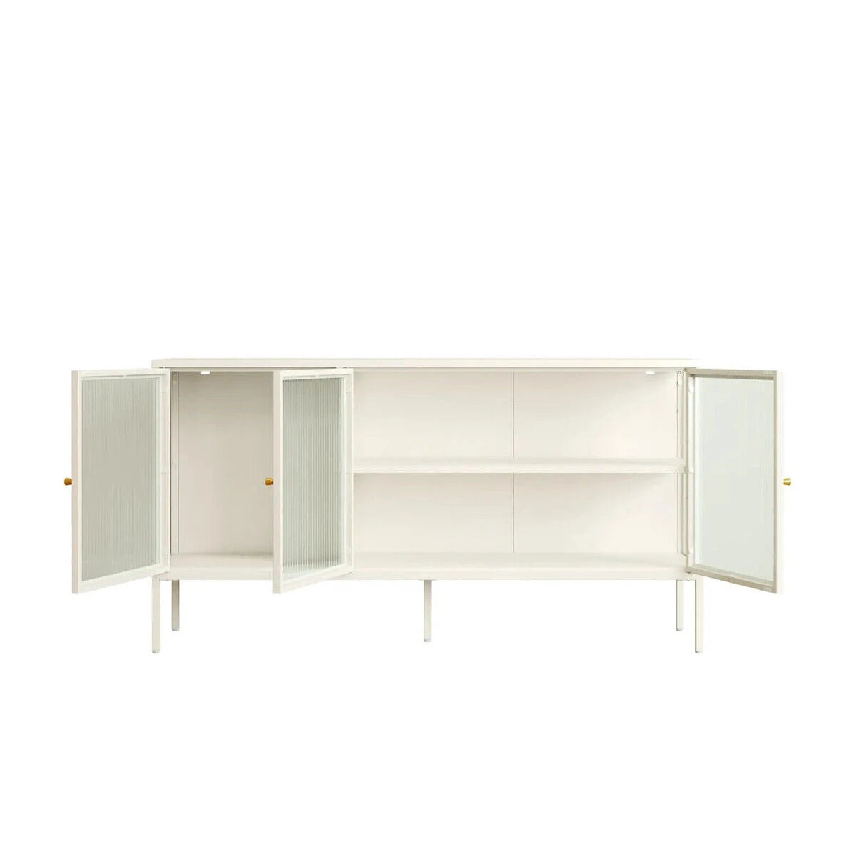 Clerkenwell Warm White Metal Fluted Glass Door Sideboard