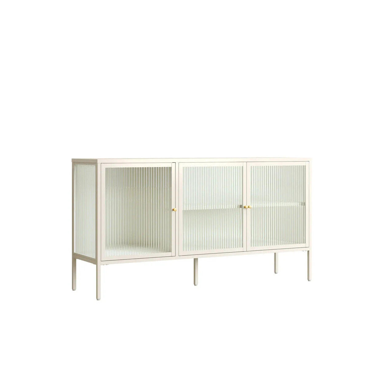 Clerkenwell Warm White Metal Fluted Glass Door Sideboard