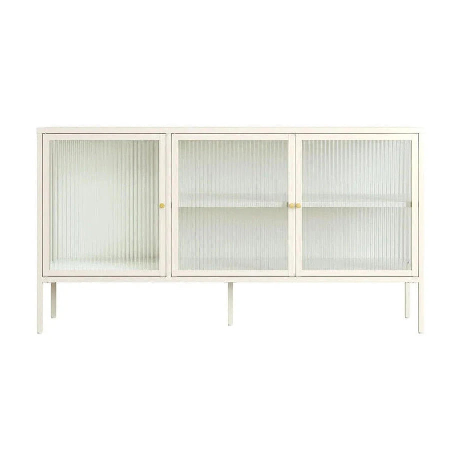 Clerkenwell Warm White Metal Fluted Glass Door Sideboard
