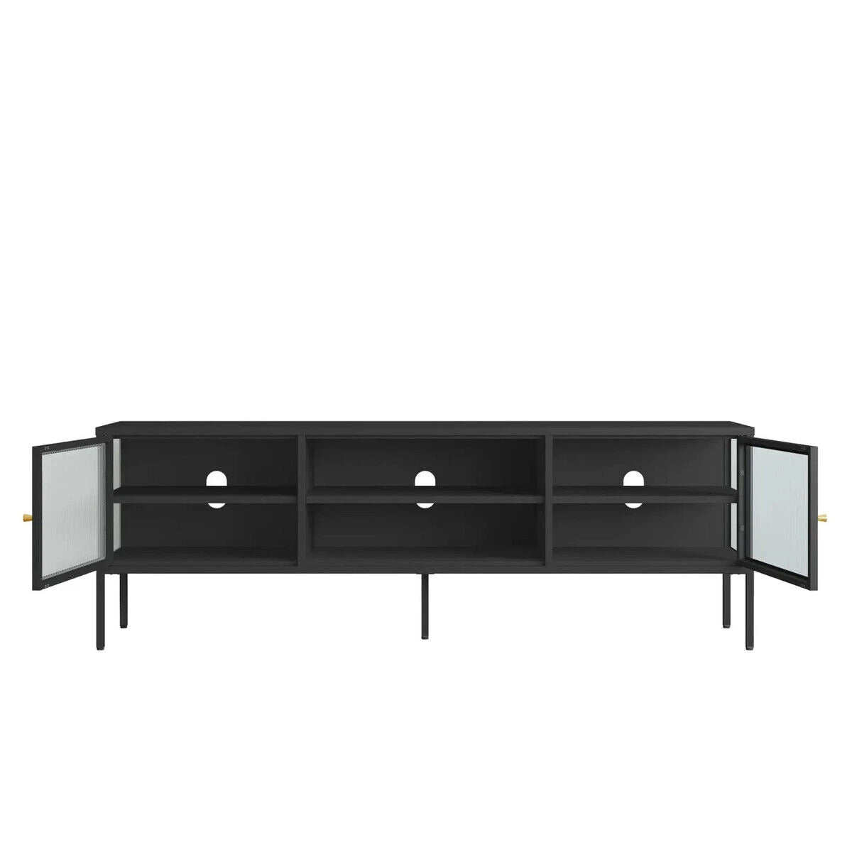 Clerkenwell Black Metal & Fluted Glass TV Unit