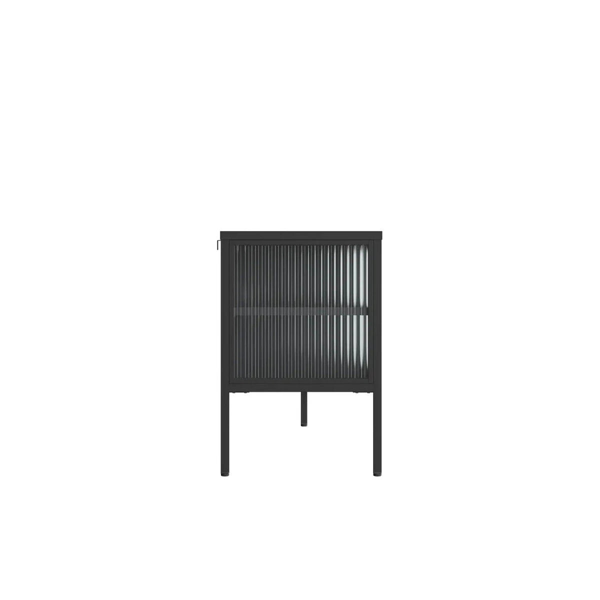 Clerkenwell Black Metal & Fluted Glass TV Unit