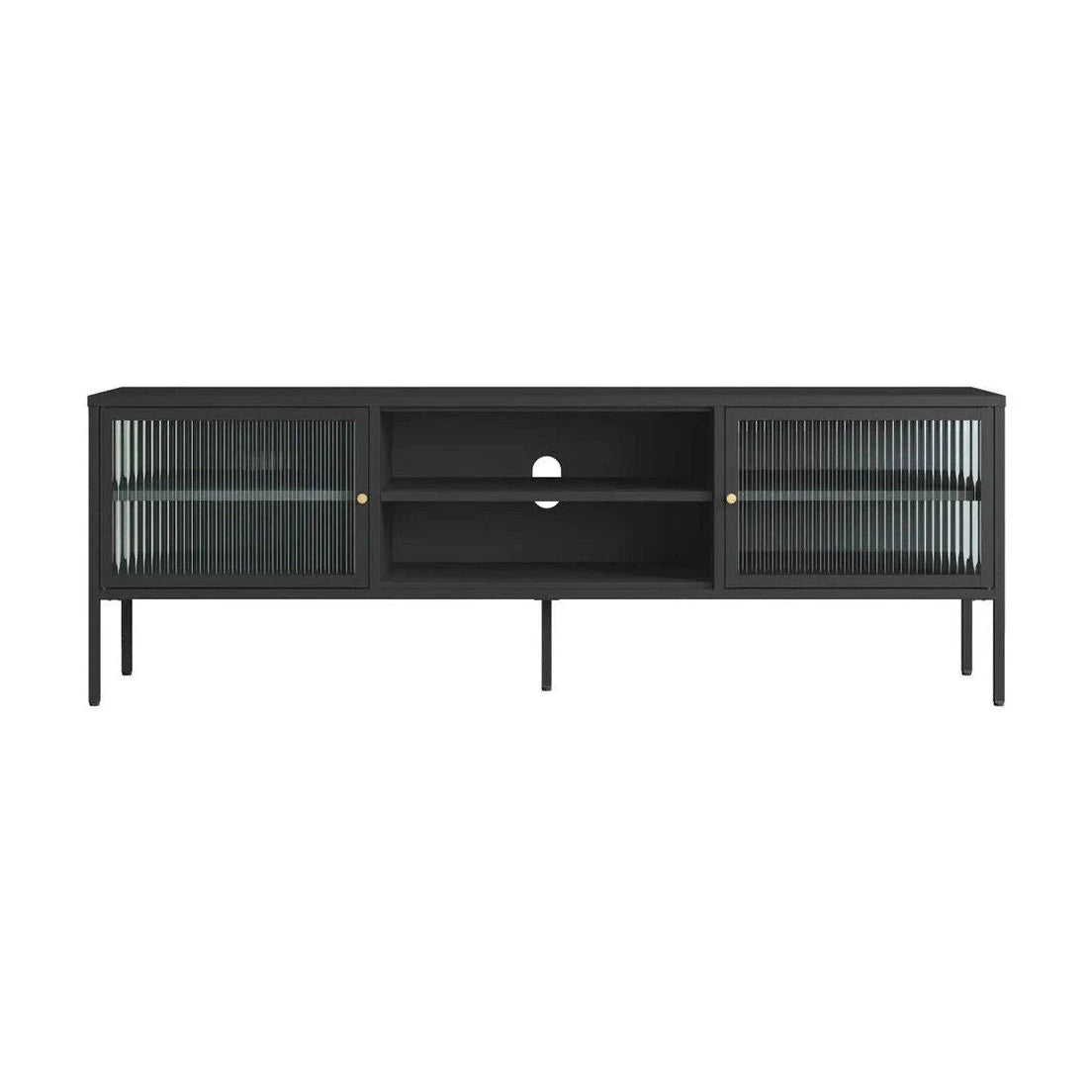 Clerkenwell Black Metal & Fluted Glass TV Unit