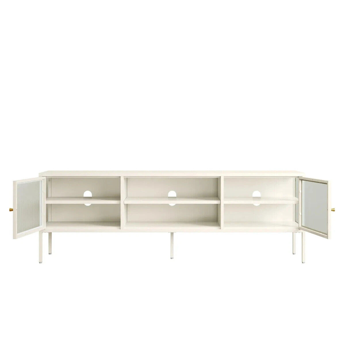 Clerkenwell Warm White Metal & Fluted Glass TV Unit