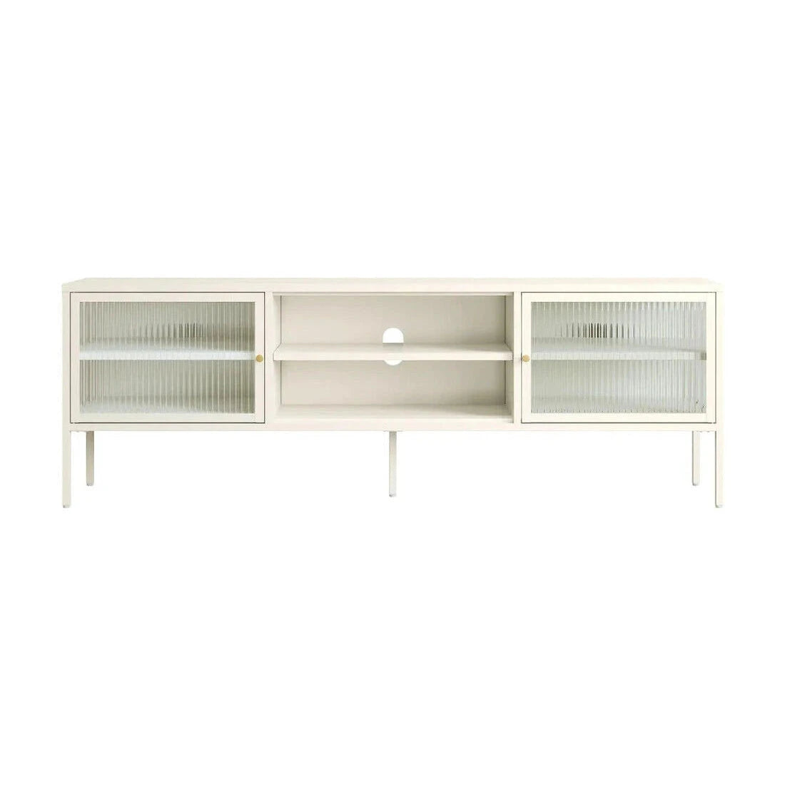 Clerkenwell Warm White Metal & Fluted Glass TV Unit