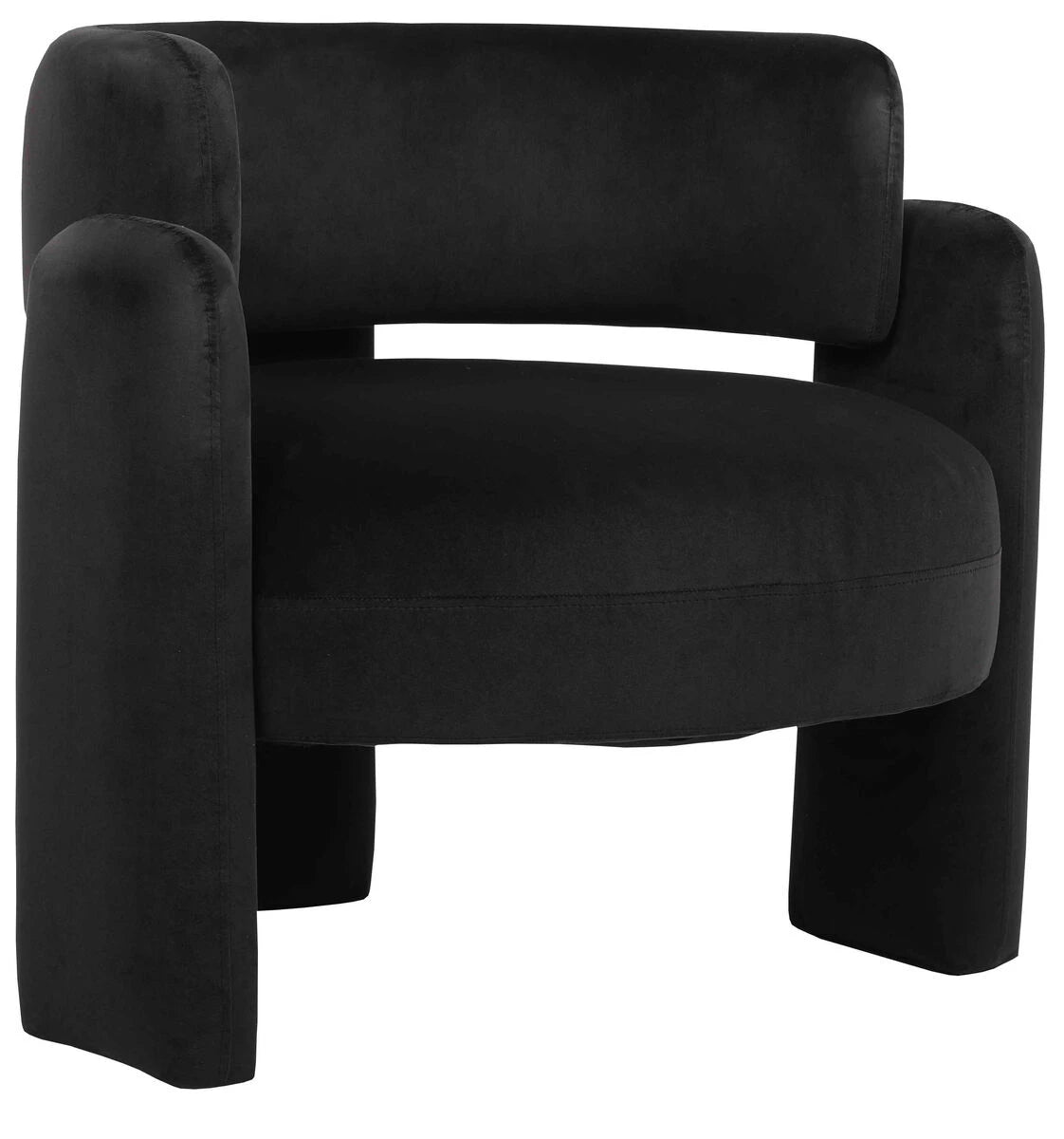 Crescent Black Velvet Curved Armchair