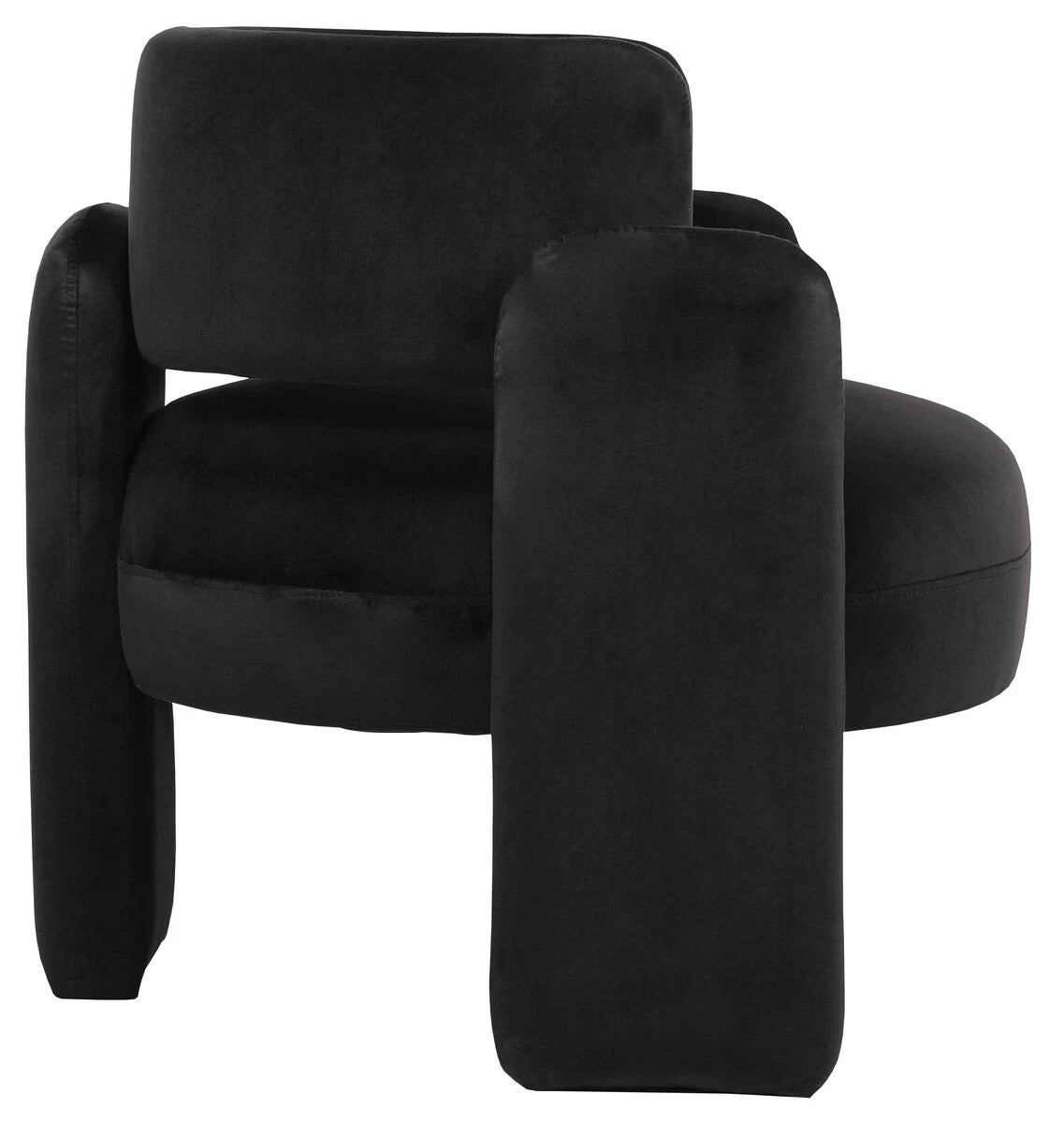 Crescent Black Velvet Curved Armchair