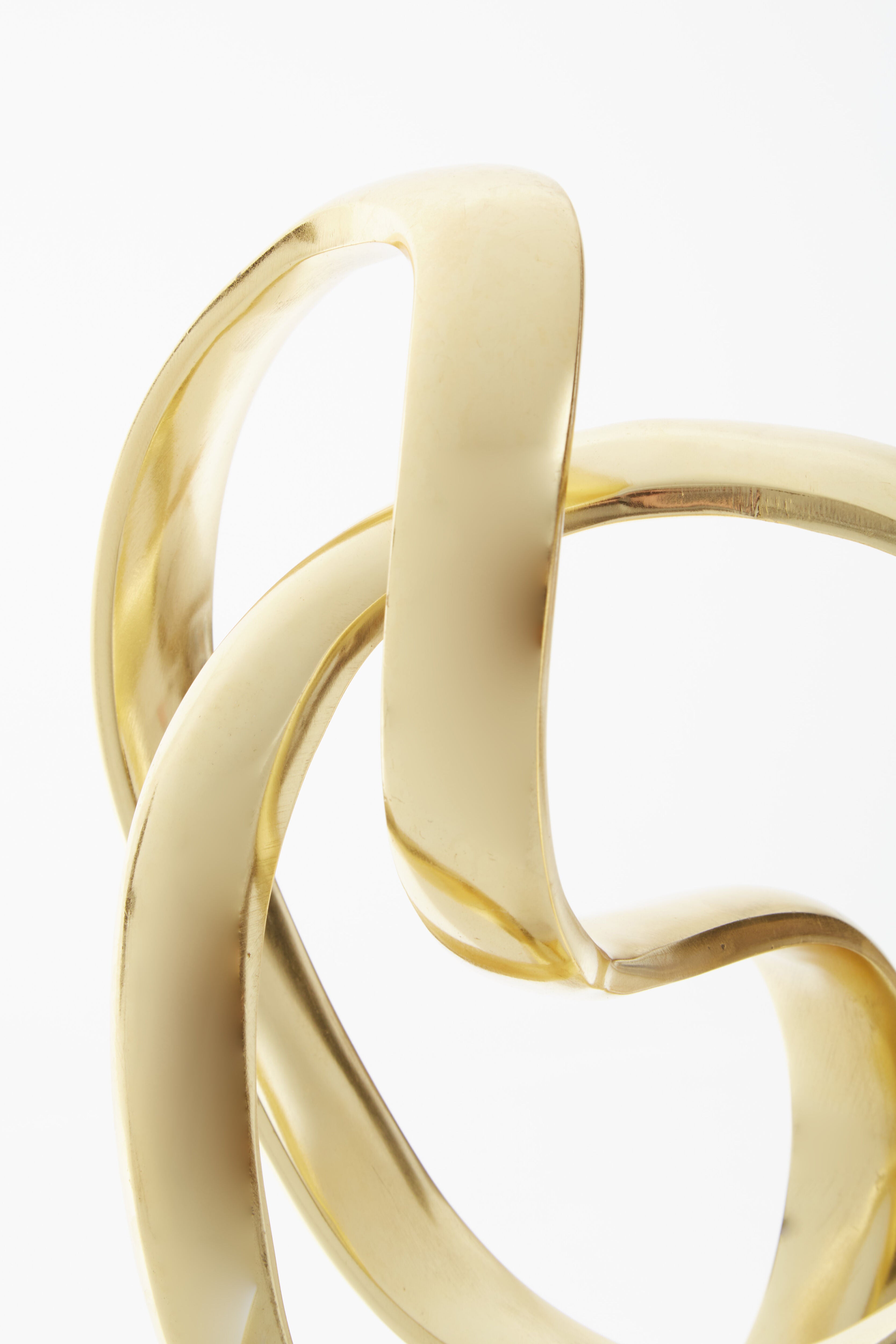 Cleo Gold Nickel Finish Knot Sculpture on White Marble Base