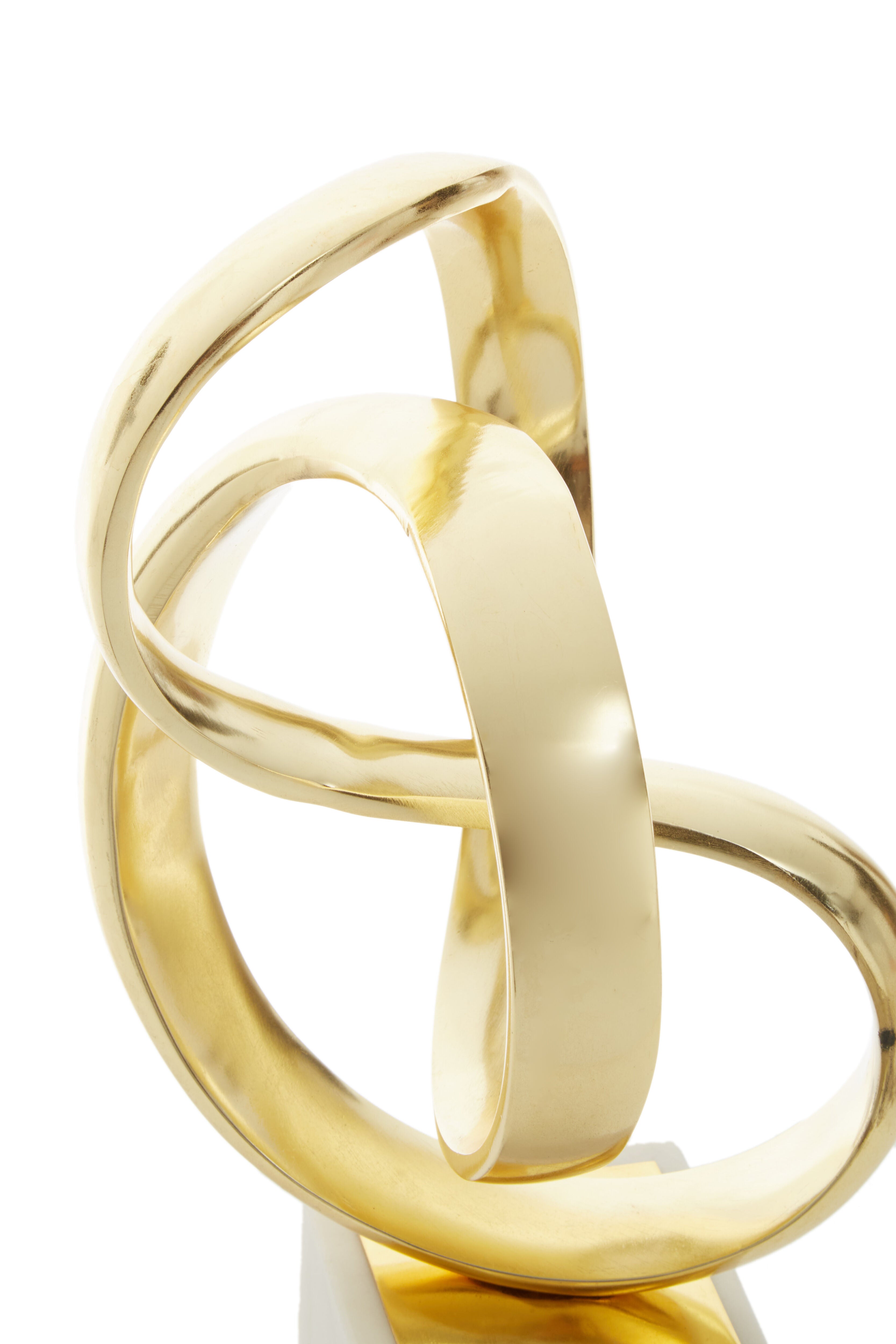 Cleo Gold Nickel Finish Knot Sculpture on White Marble Base