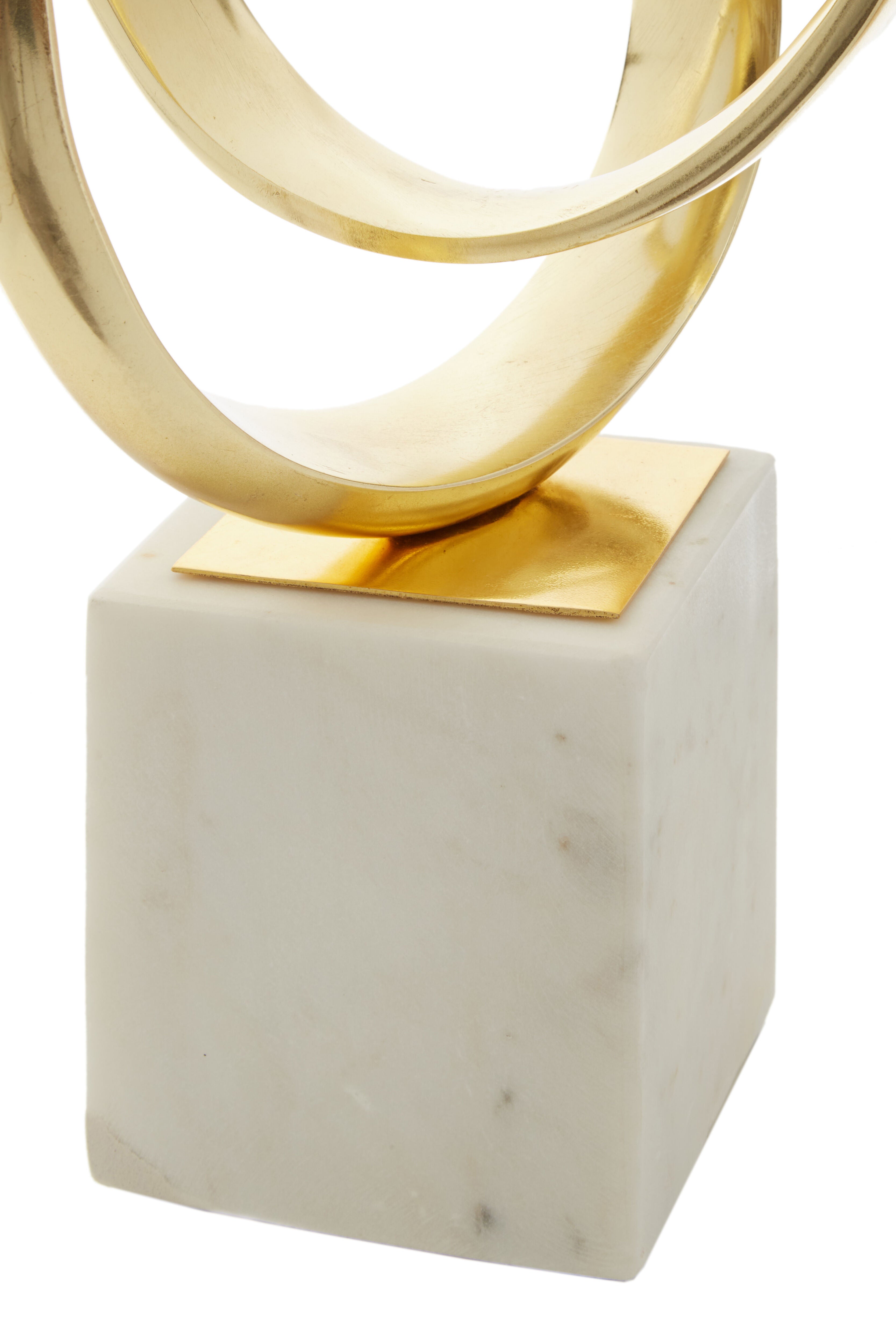 Cleo Gold Nickel Finish Knot Sculpture on White Marble Base