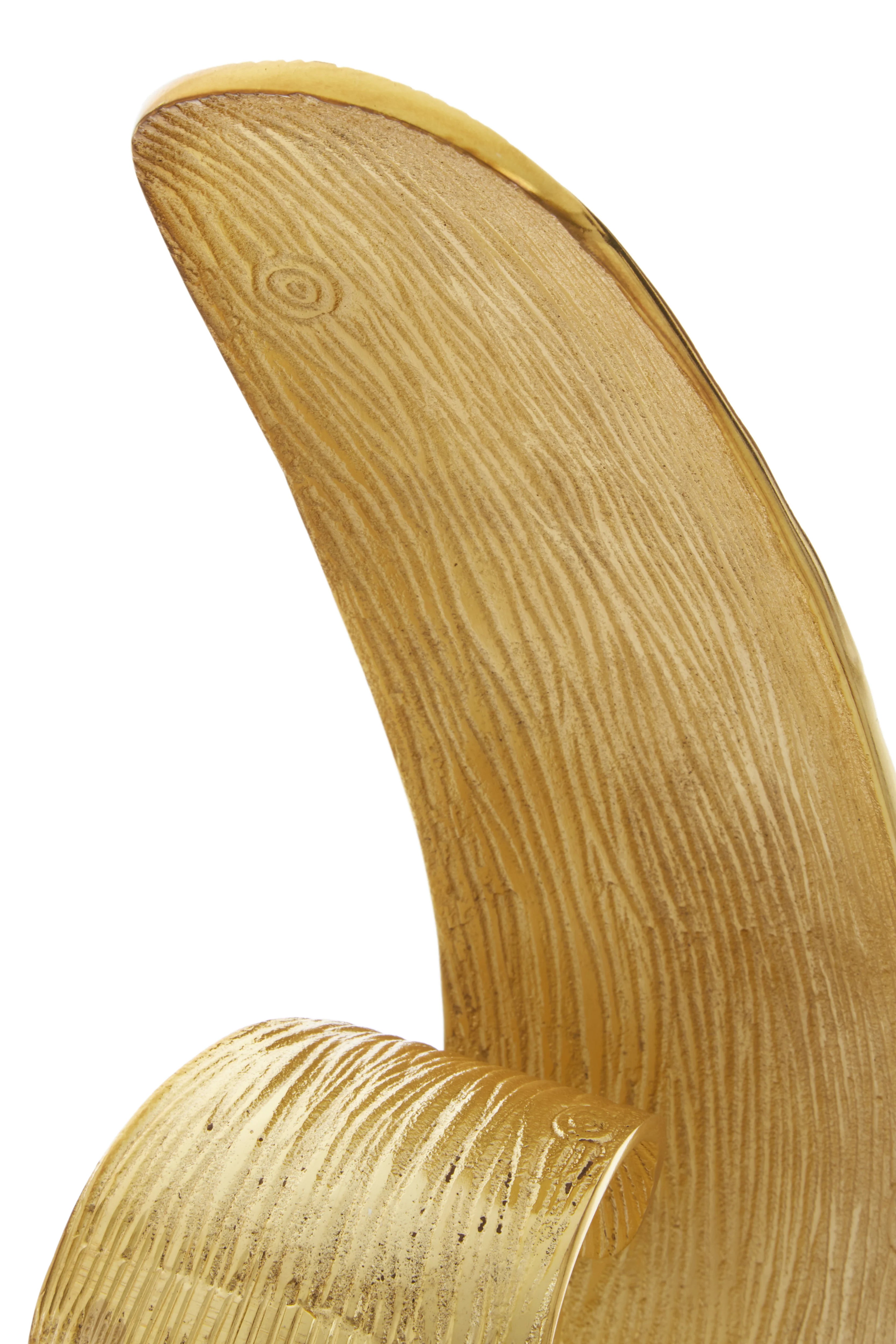Cleo Gold Finish Curl Sculpture on White Marble Base