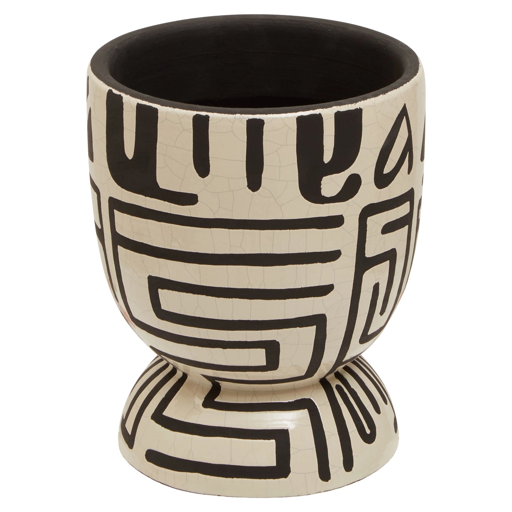 Urma Abstract Earthenware White & Black Planter