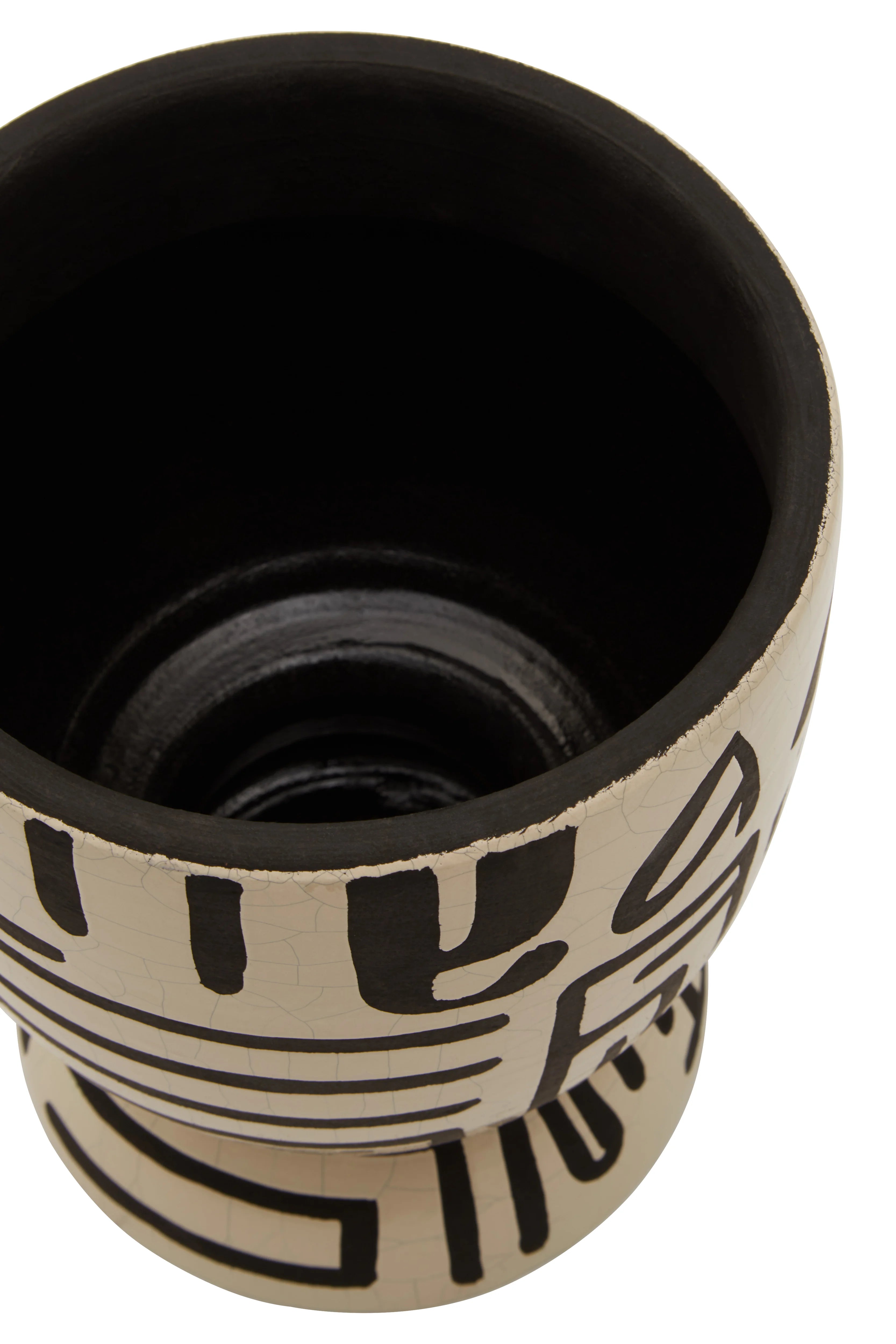 Urma Abstract Earthenware White & Black Planter