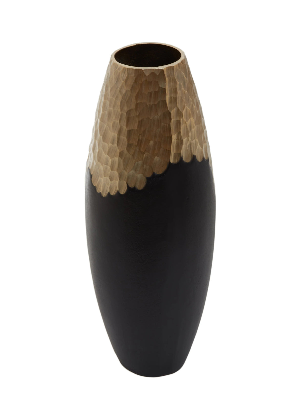 Capella Matte Black & Gold Dimpled Cylinder Vase | Large