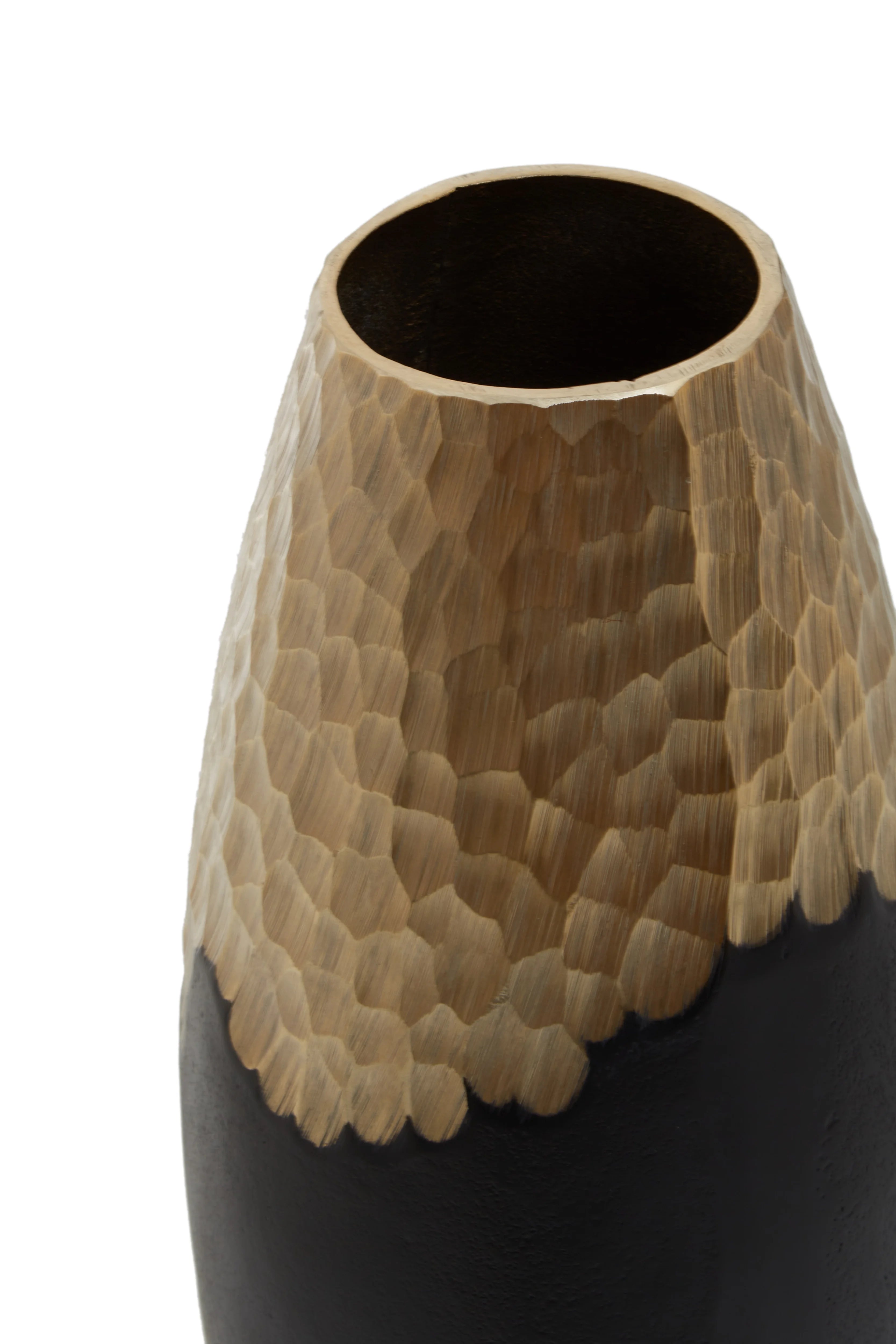 Capella Matte Black & Gold Dimpled Cylinder Vase | Large