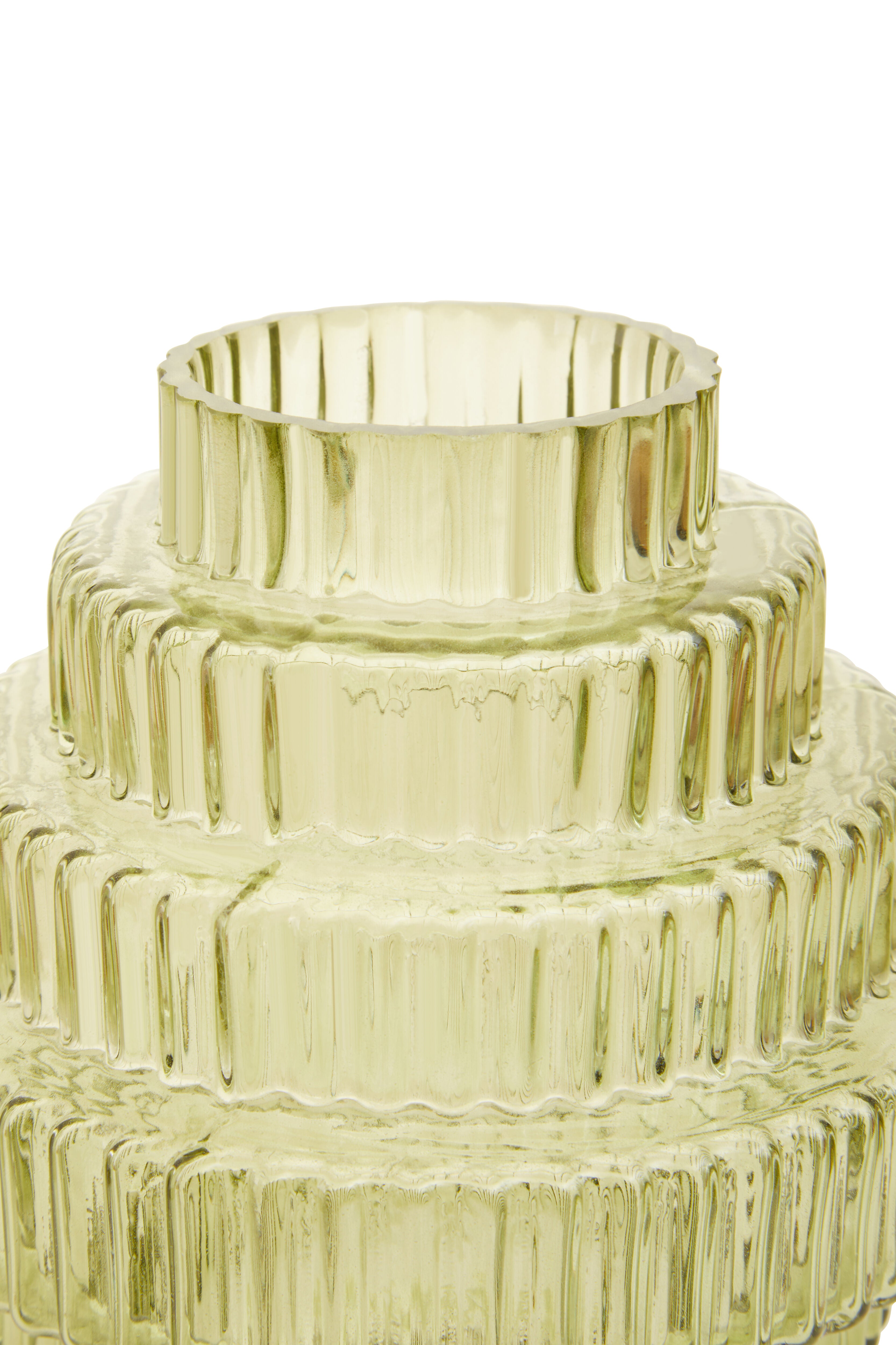 Ackley Tiered Ribbed Soft Green Glass Vase | Small